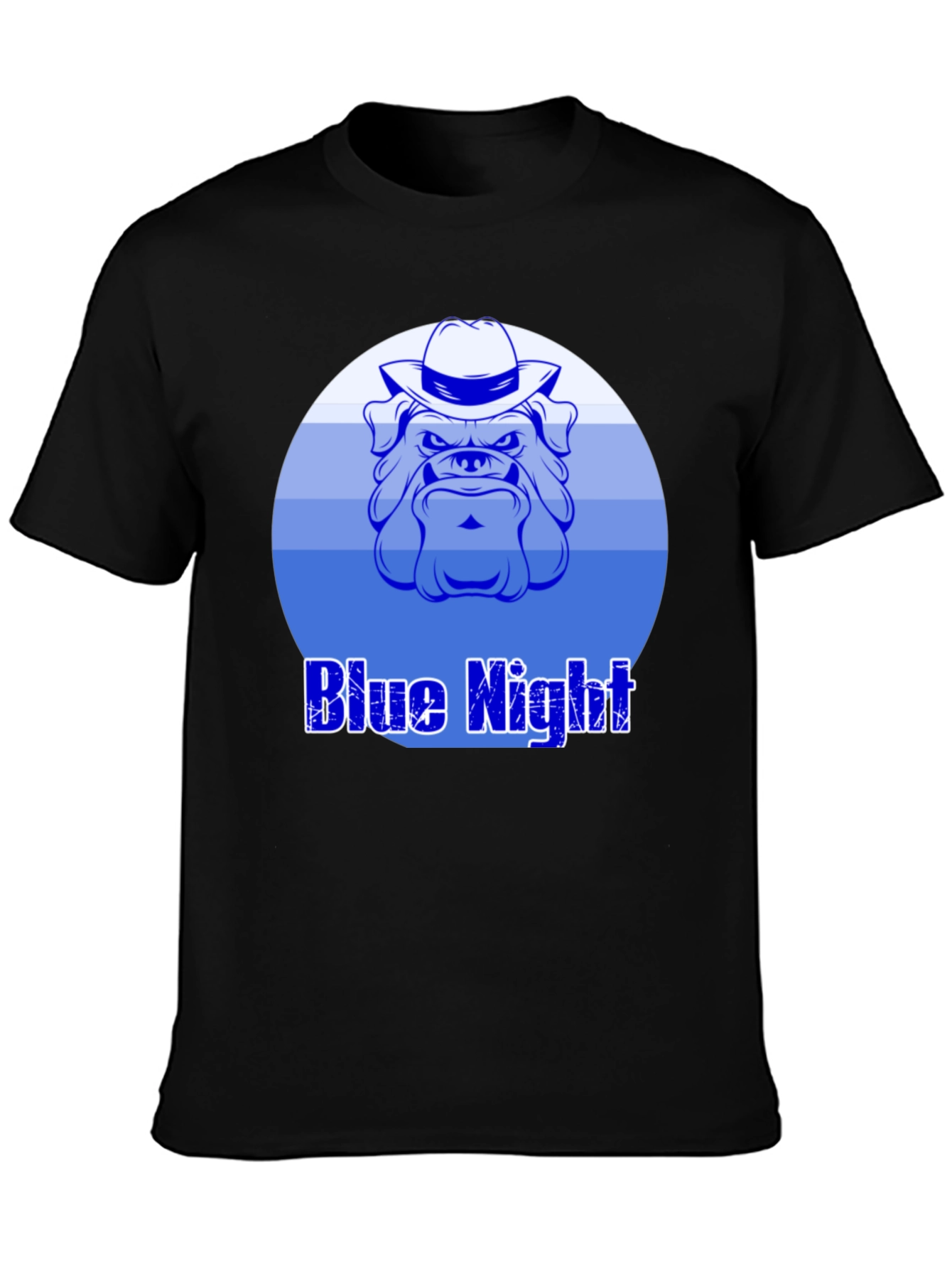 Blue Night Bulldog Graphic T-Shirt
