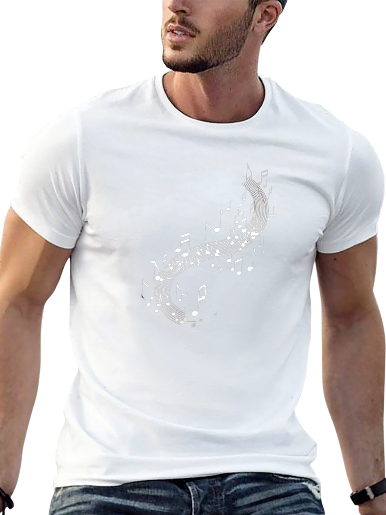Musical Notes Graphic Black T-Shirt