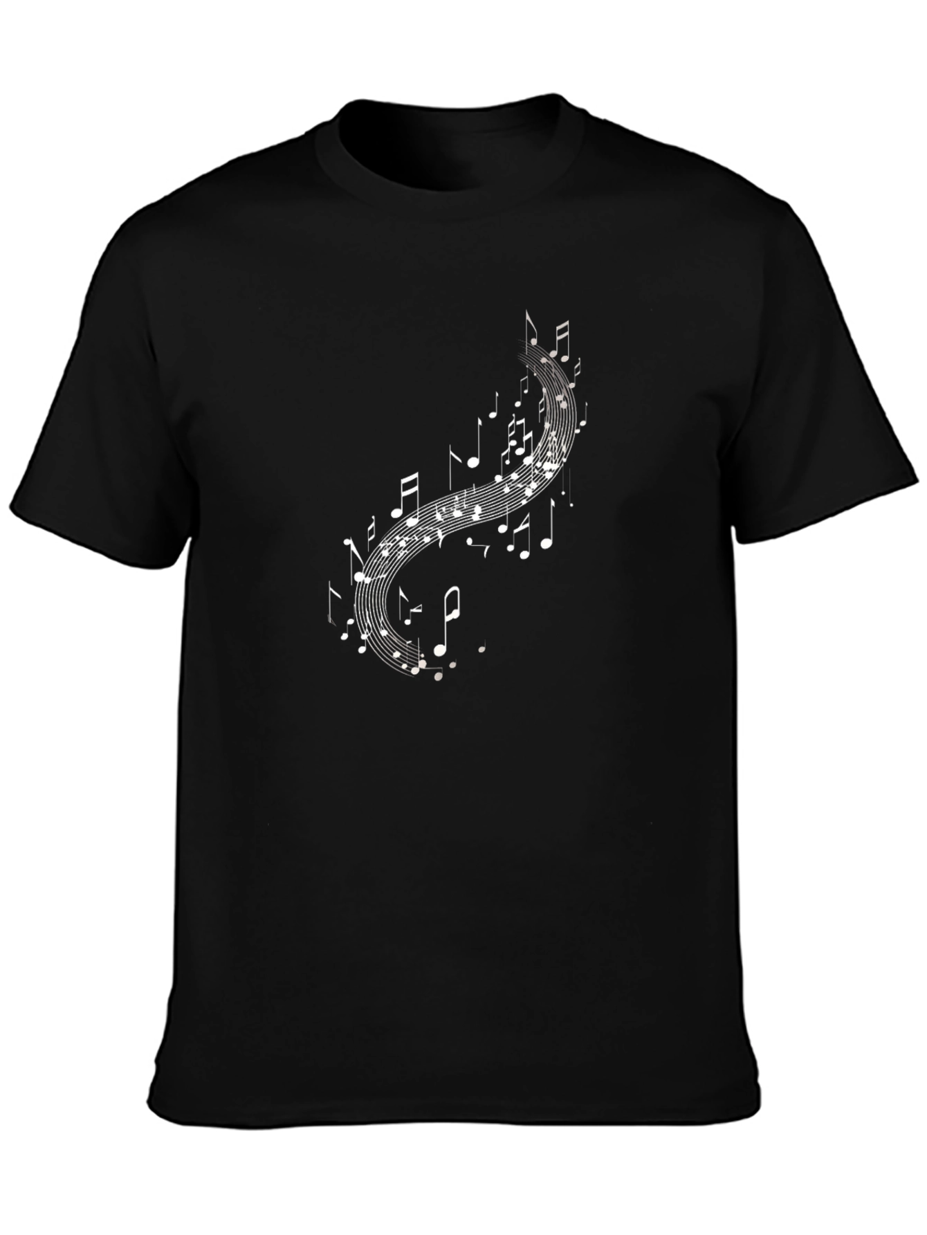 Musical Notes Graphic Black T-Shirt