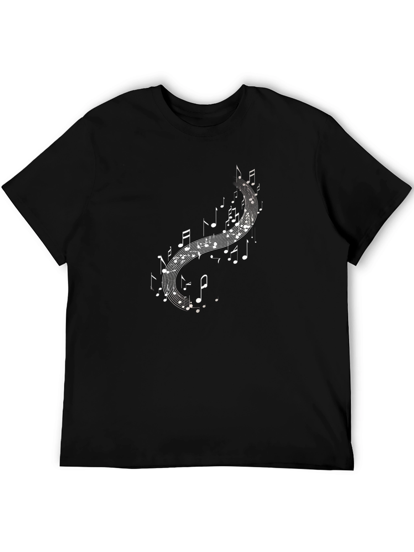 Musical Notes Graphic Black T-Shirt