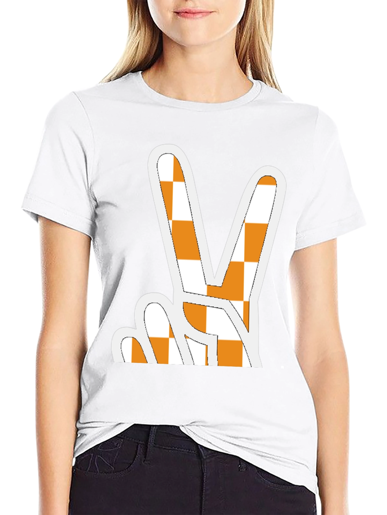 Checkerboard Peace Sign Graphic Tee - Black