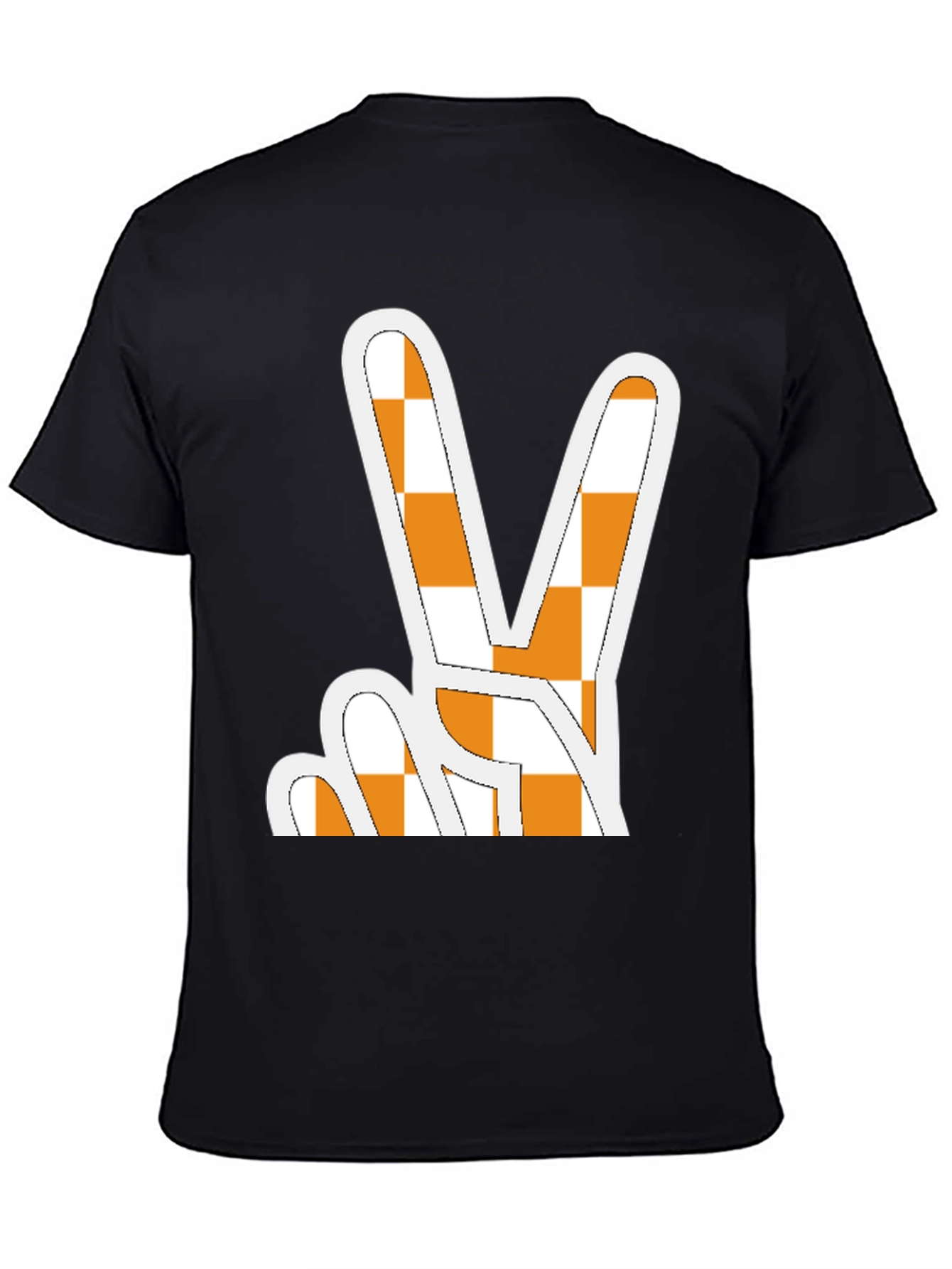 Checkerboard Peace Sign Graphic Tee - Black