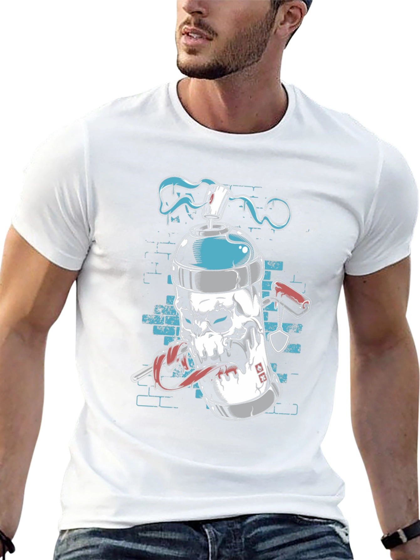 Spray Can Skull Graphic Tee - Cool Edgy Design
