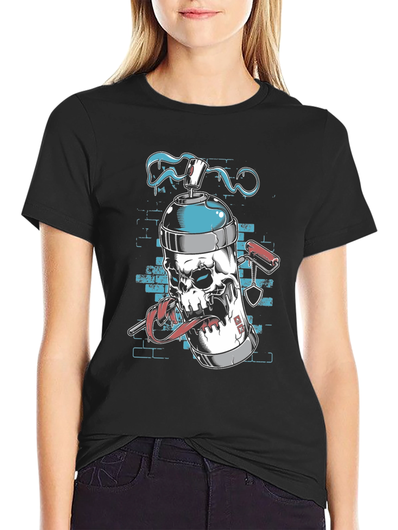 Spray Can Skull Graphic Tee - Cool Edgy Design