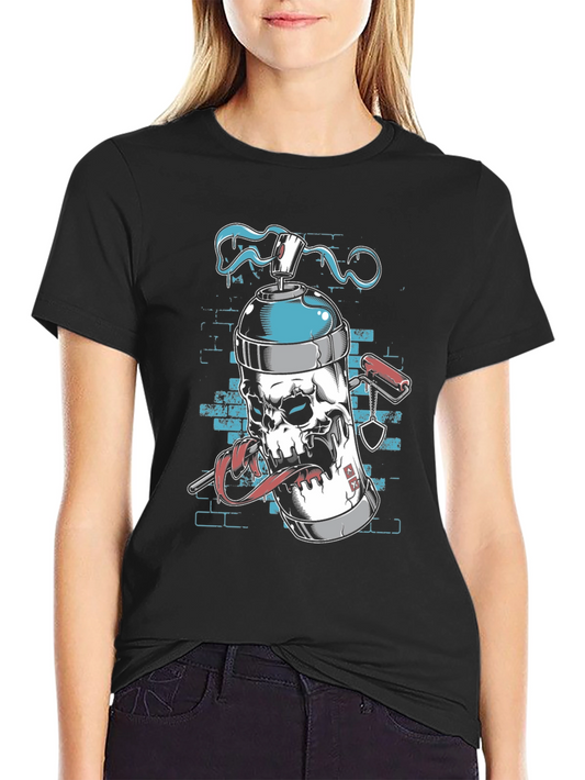 Spray Can Skull Graphic Tee - Cool Edgy Design