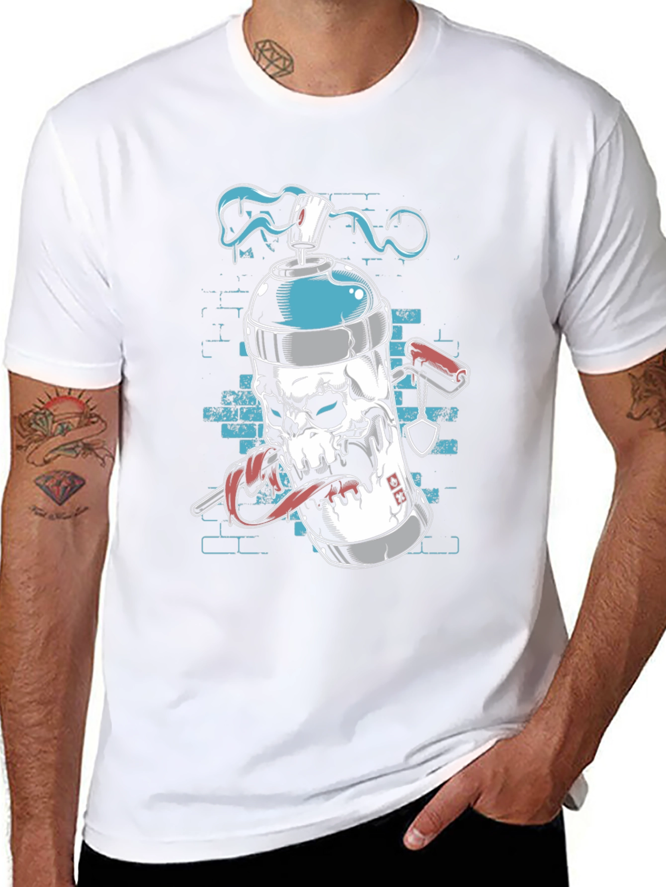 Spray Can Skull Graphic Tee - Cool Edgy Design