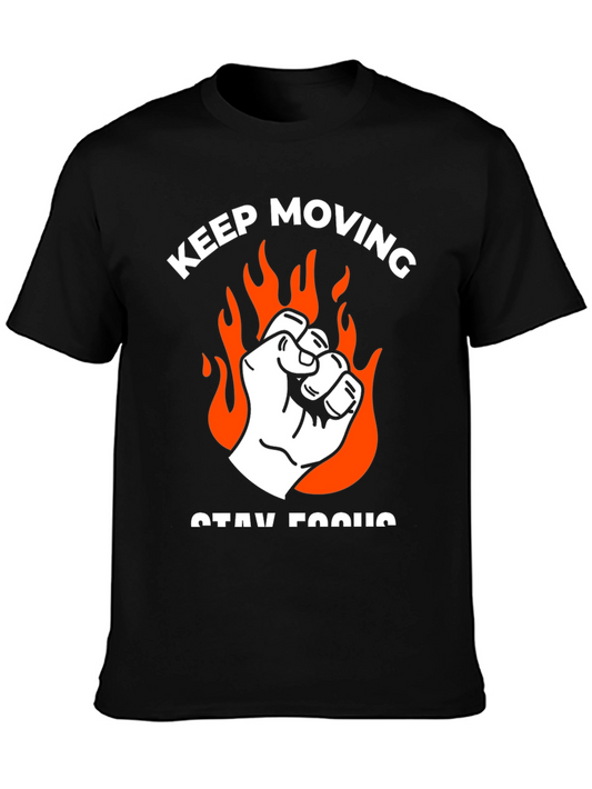 Keep Moving Graphic Tee - Black Cotton T-Shirt