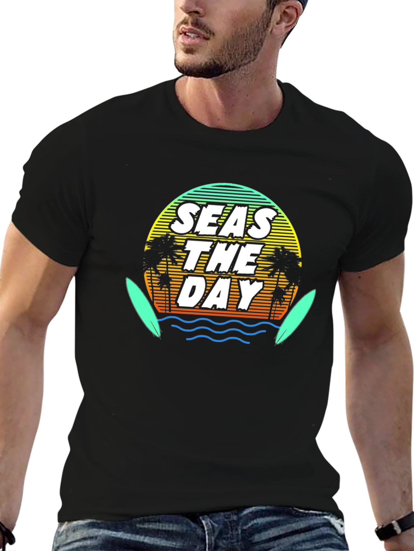 Seas The Day Graphic Tee - Black