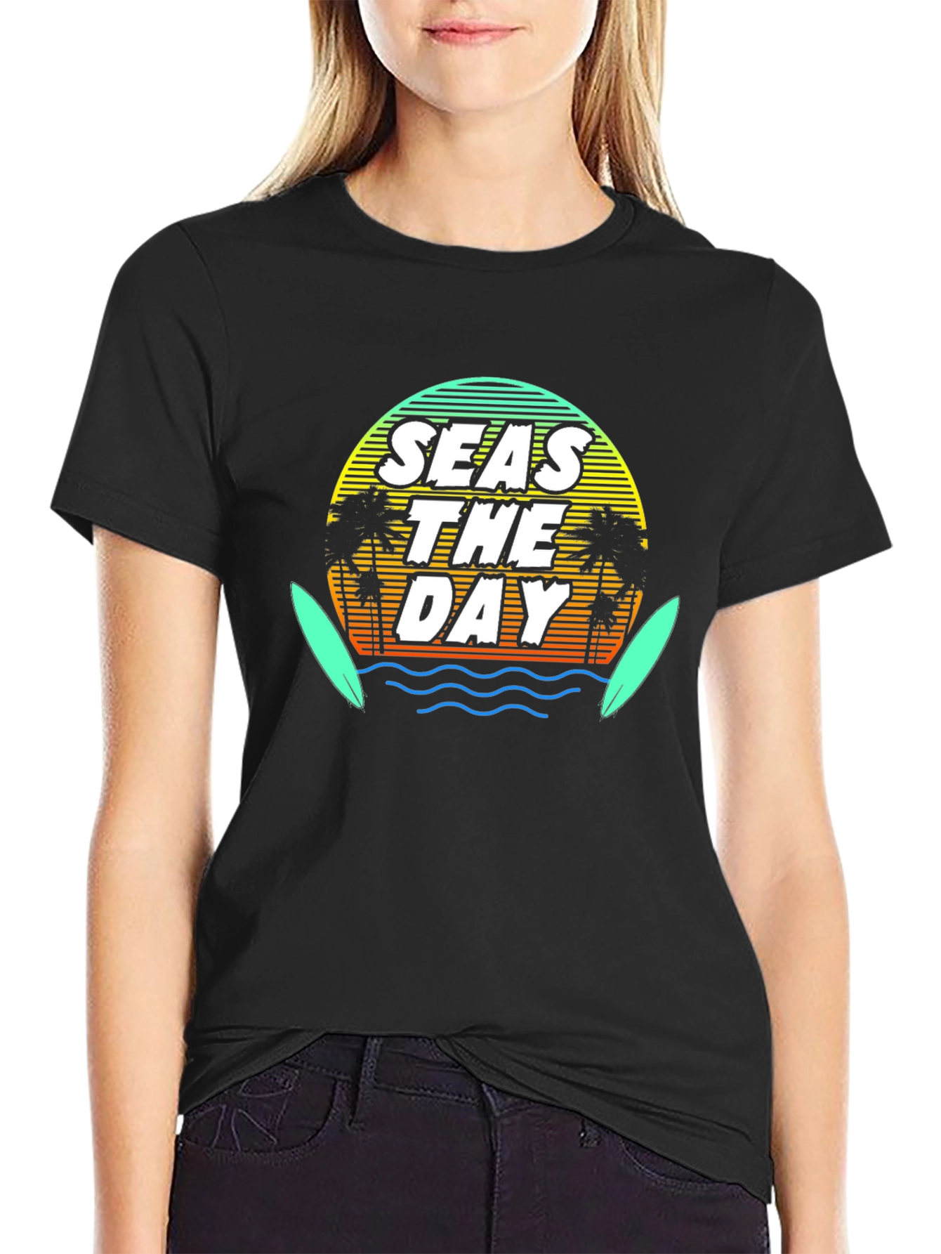 Seas The Day Graphic Tee - Black