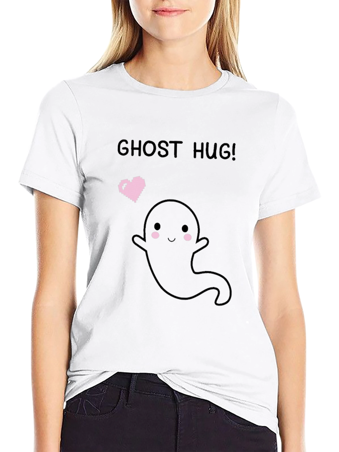 Ghost Hug Graphic T-Shirt - Black