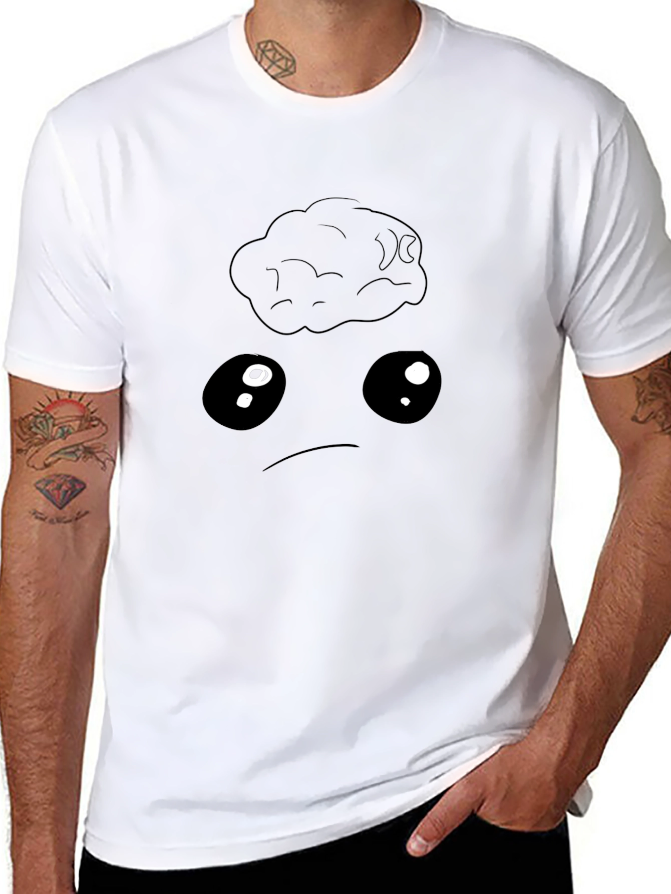 Sad Brain Graphic Tee - Black Cotton Blend