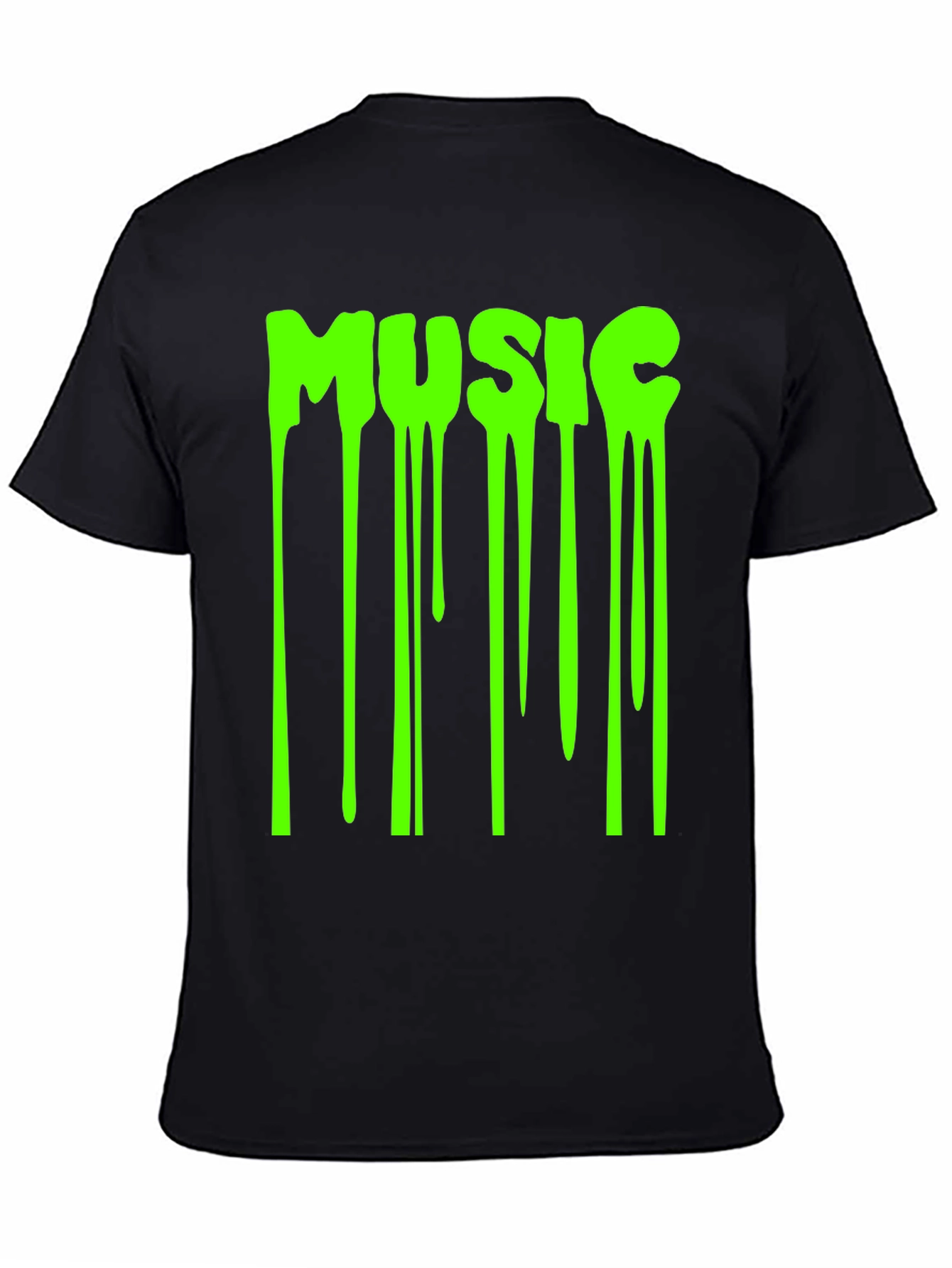 Mens Black T-Shirt with Dripping Music Graphic
