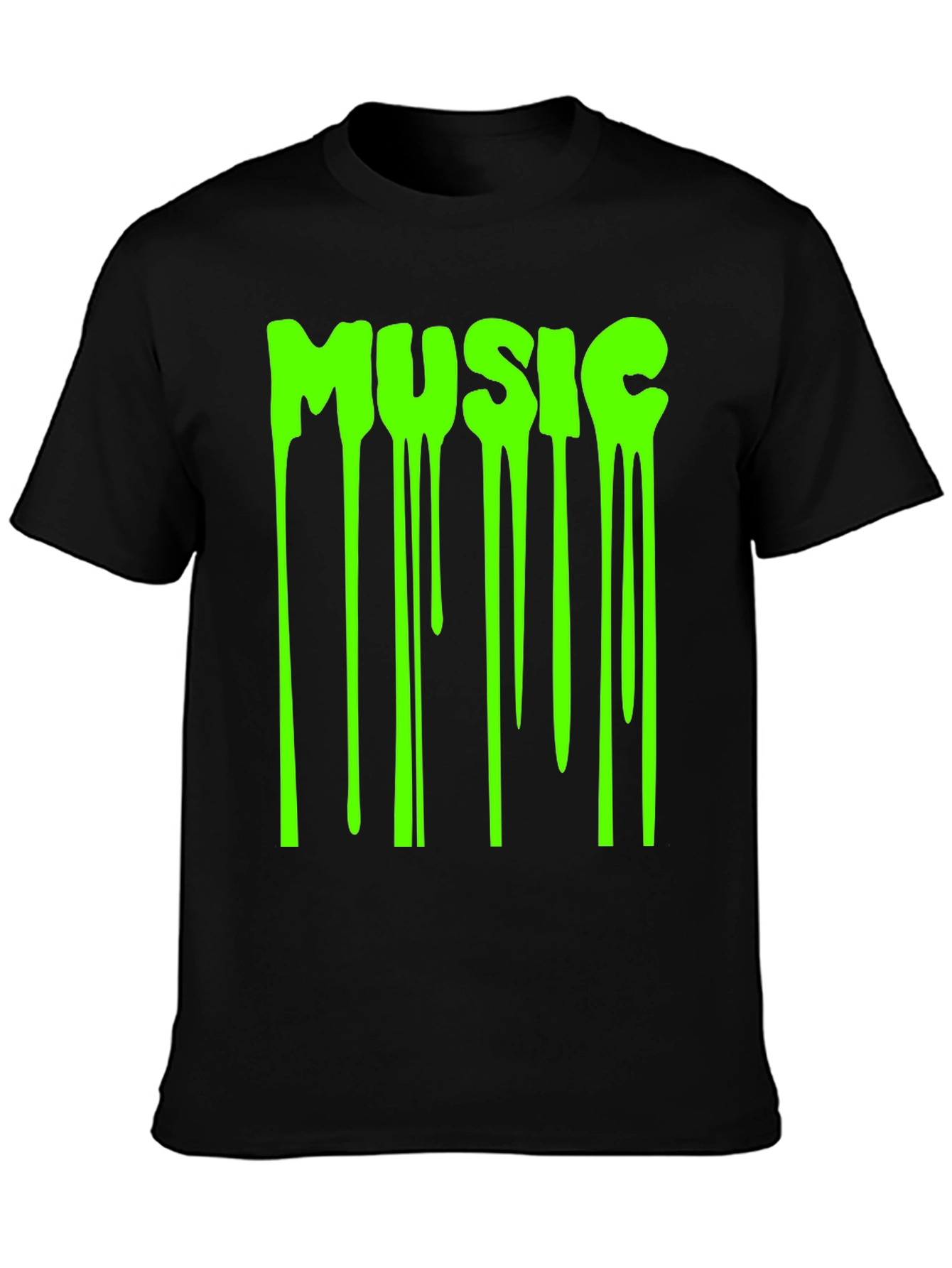 Mens Black T-Shirt with Dripping Music Graphic