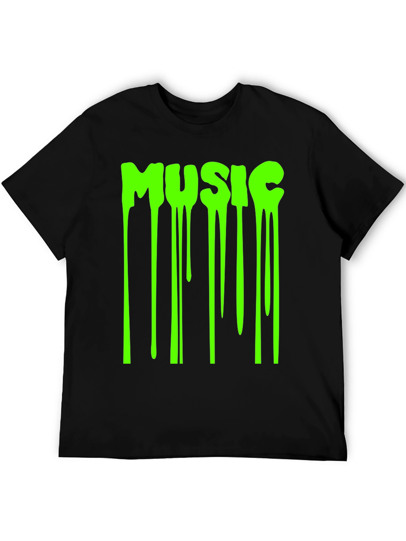 Mens Black T-Shirt with Dripping Music Graphic