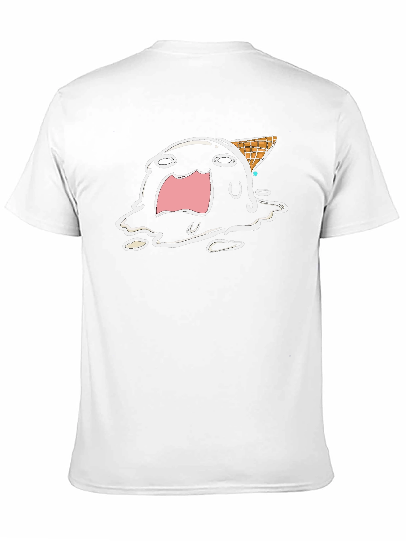Melting Ice Cream Cartoon Graphic Tee - Black