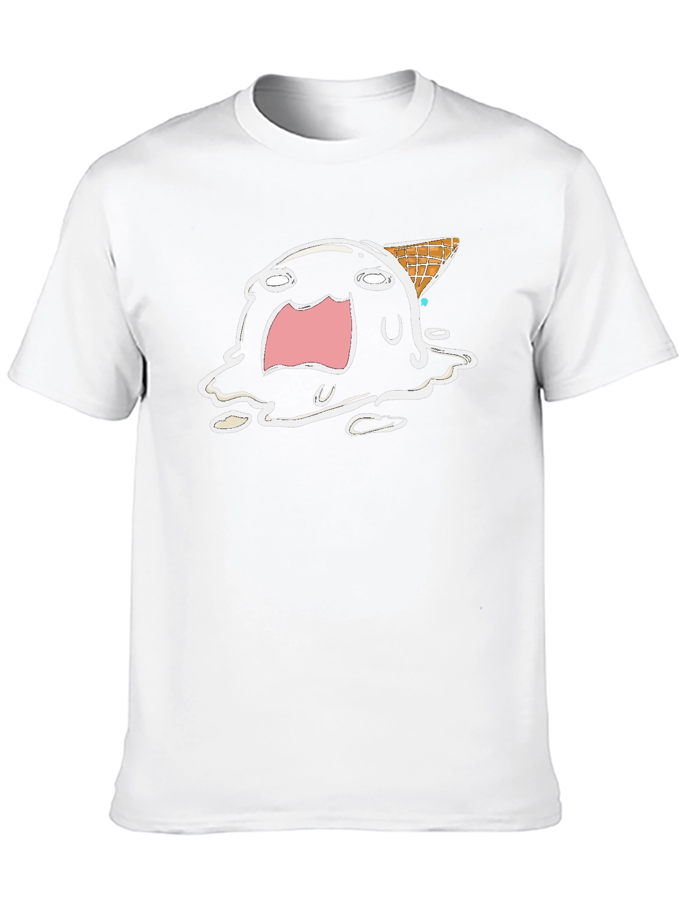 Melting Ice Cream Cartoon Graphic Tee - Black