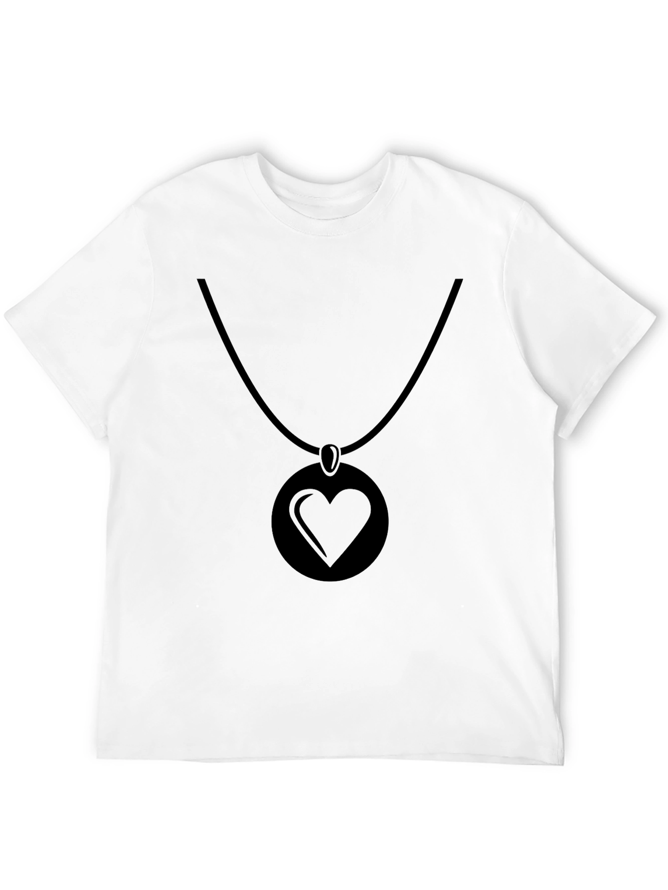Black Heart Pendant Graphic Tee - Modern Casual Style