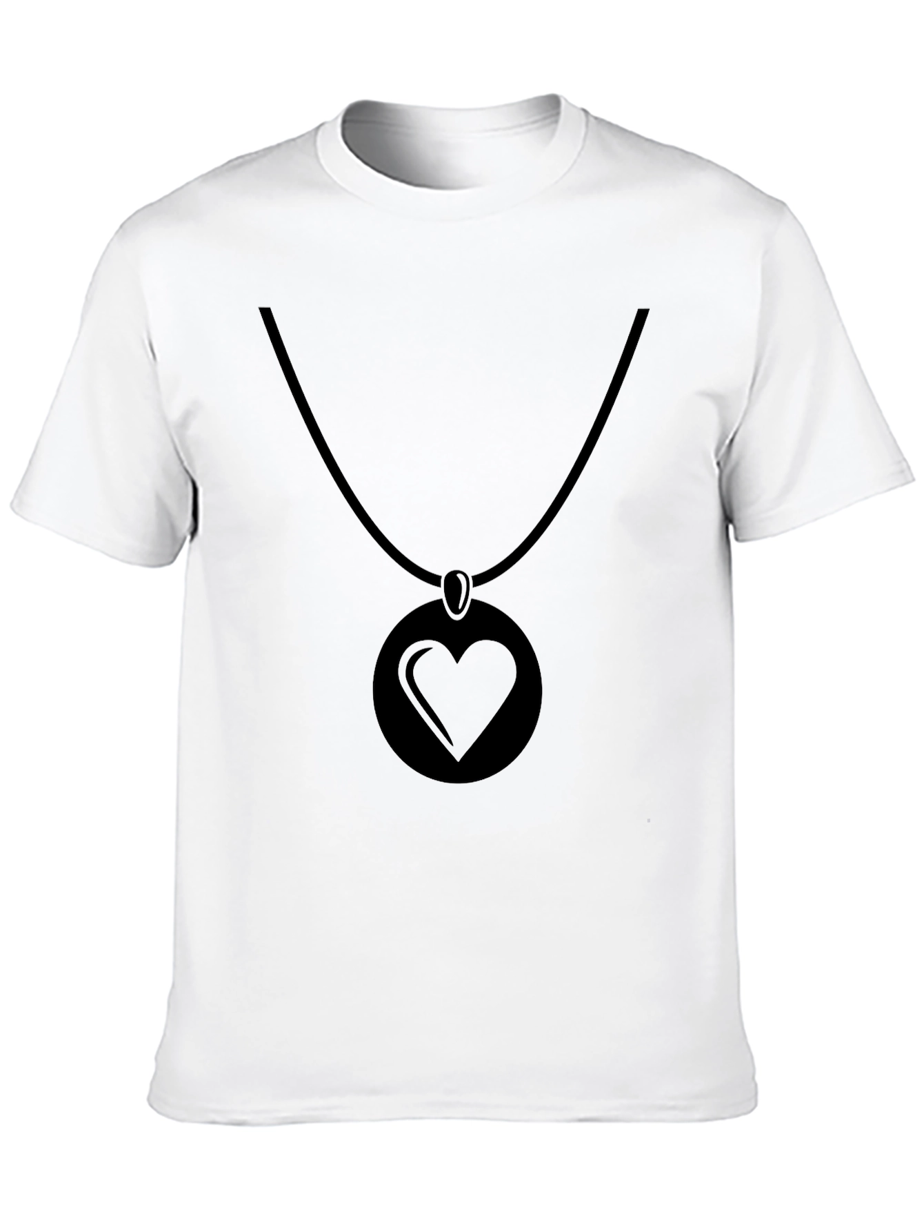 Black Heart Pendant Graphic Tee - Modern Casual Style
