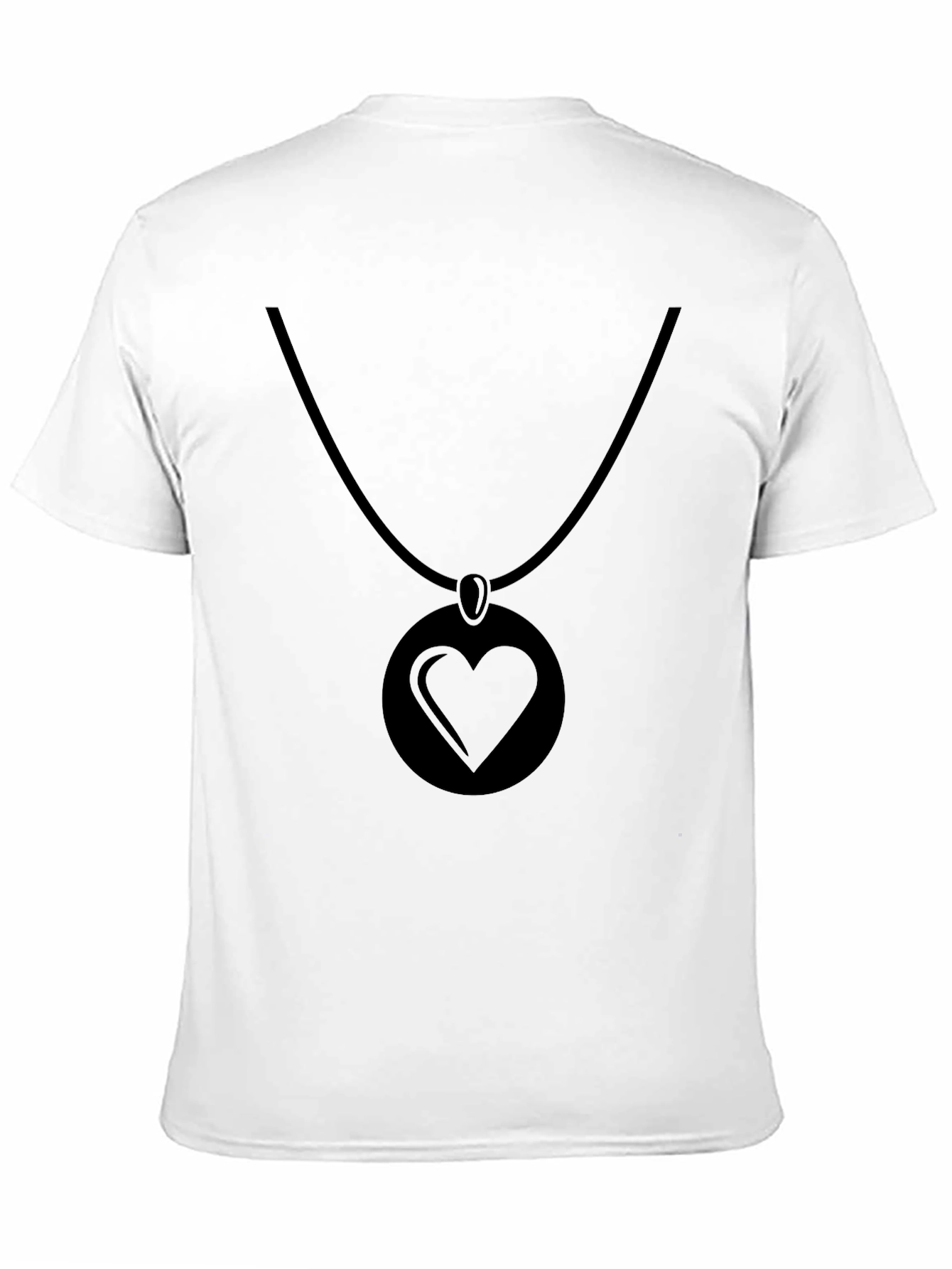 Black Heart Pendant Graphic Tee - Modern Casual Style