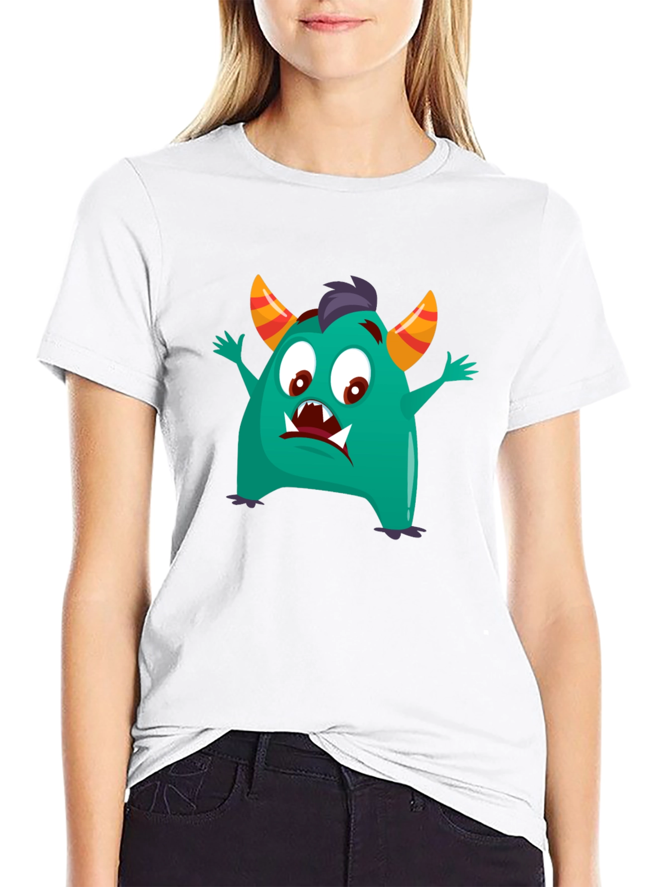 Fun Monster Graphic Tee - Black Cotton