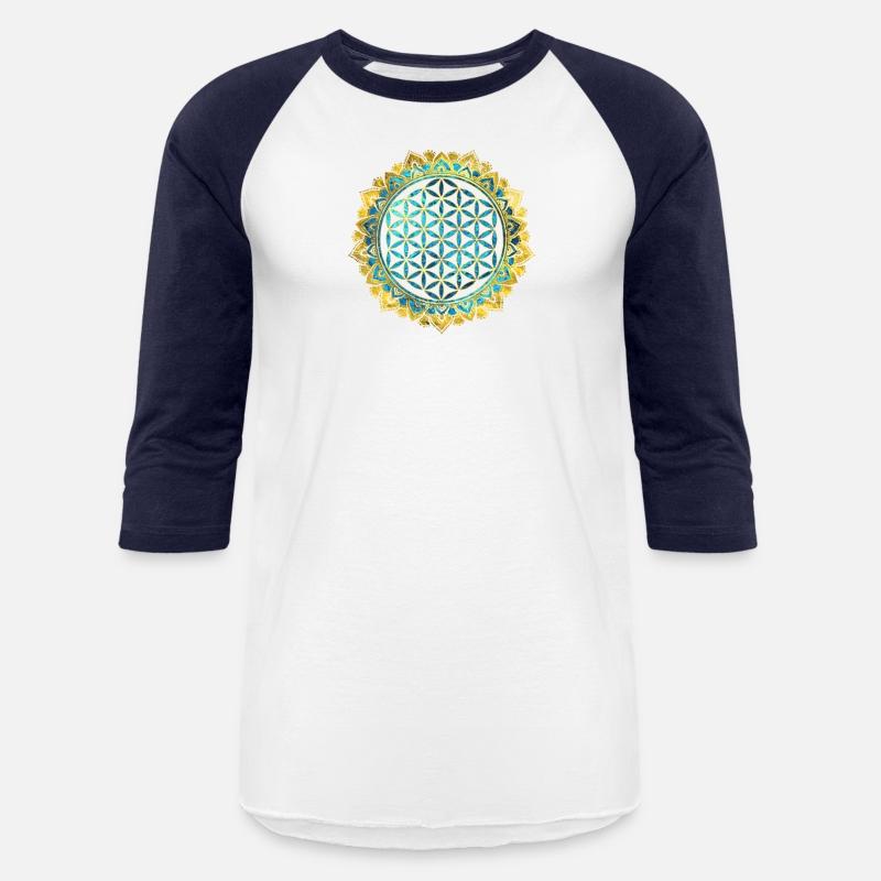 Flower of life gold an blue texture glass