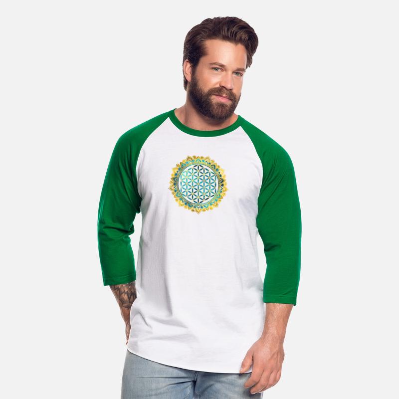 Flower of life gold an blue texture glass