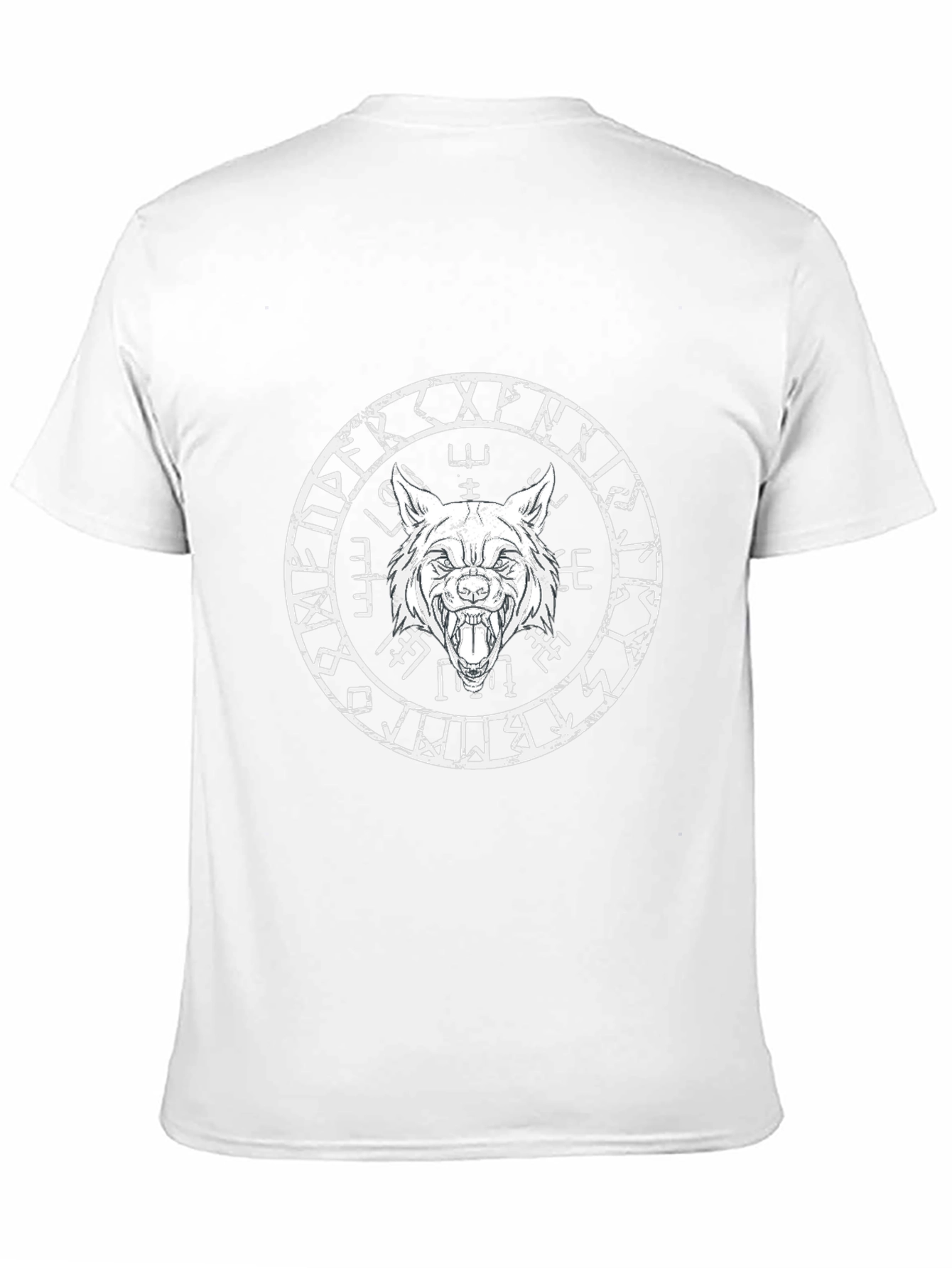 Wolf Rune Circle Graphic T-Shirt - Black