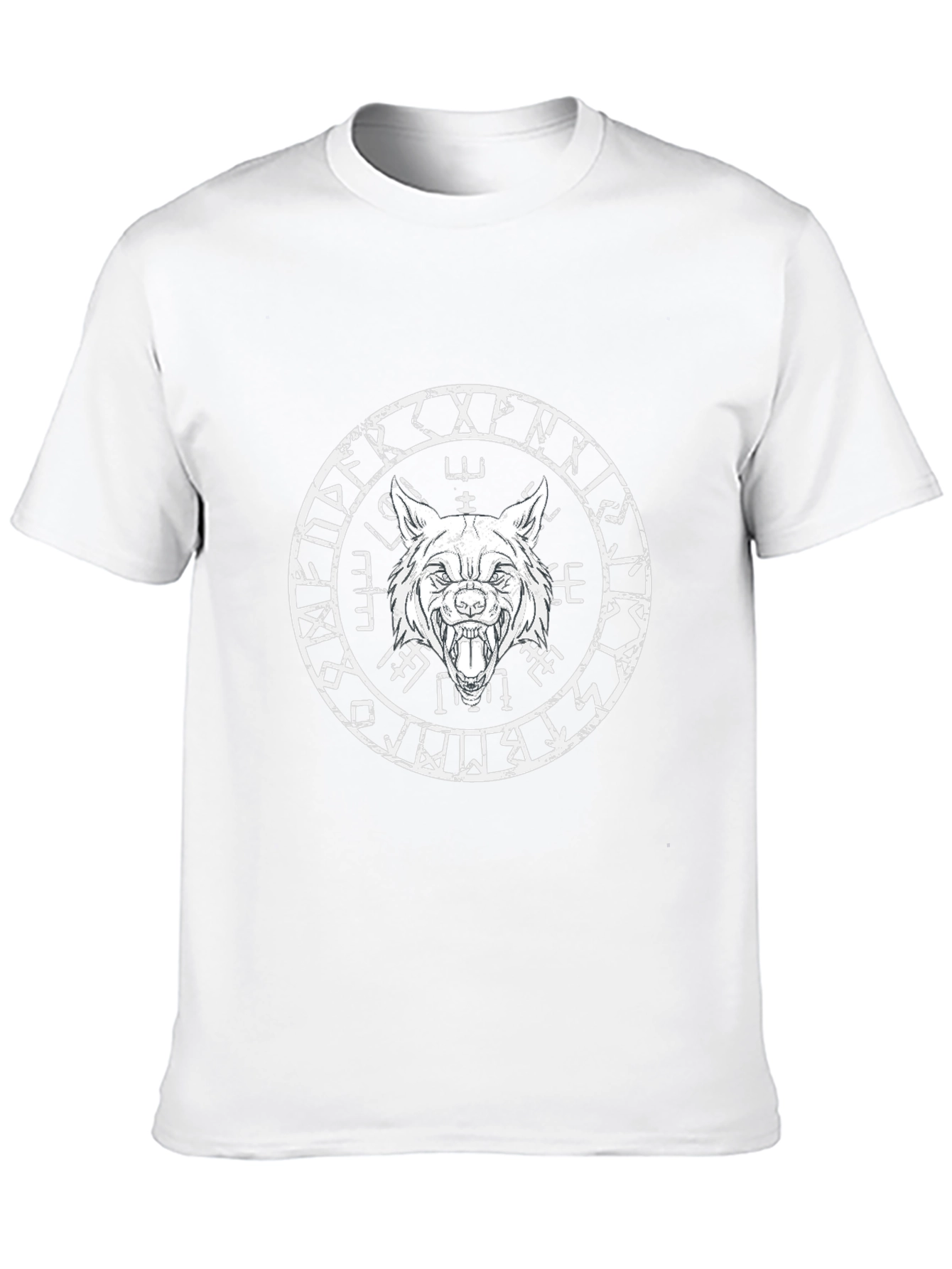 Wolf Rune Circle Graphic T-Shirt - Black