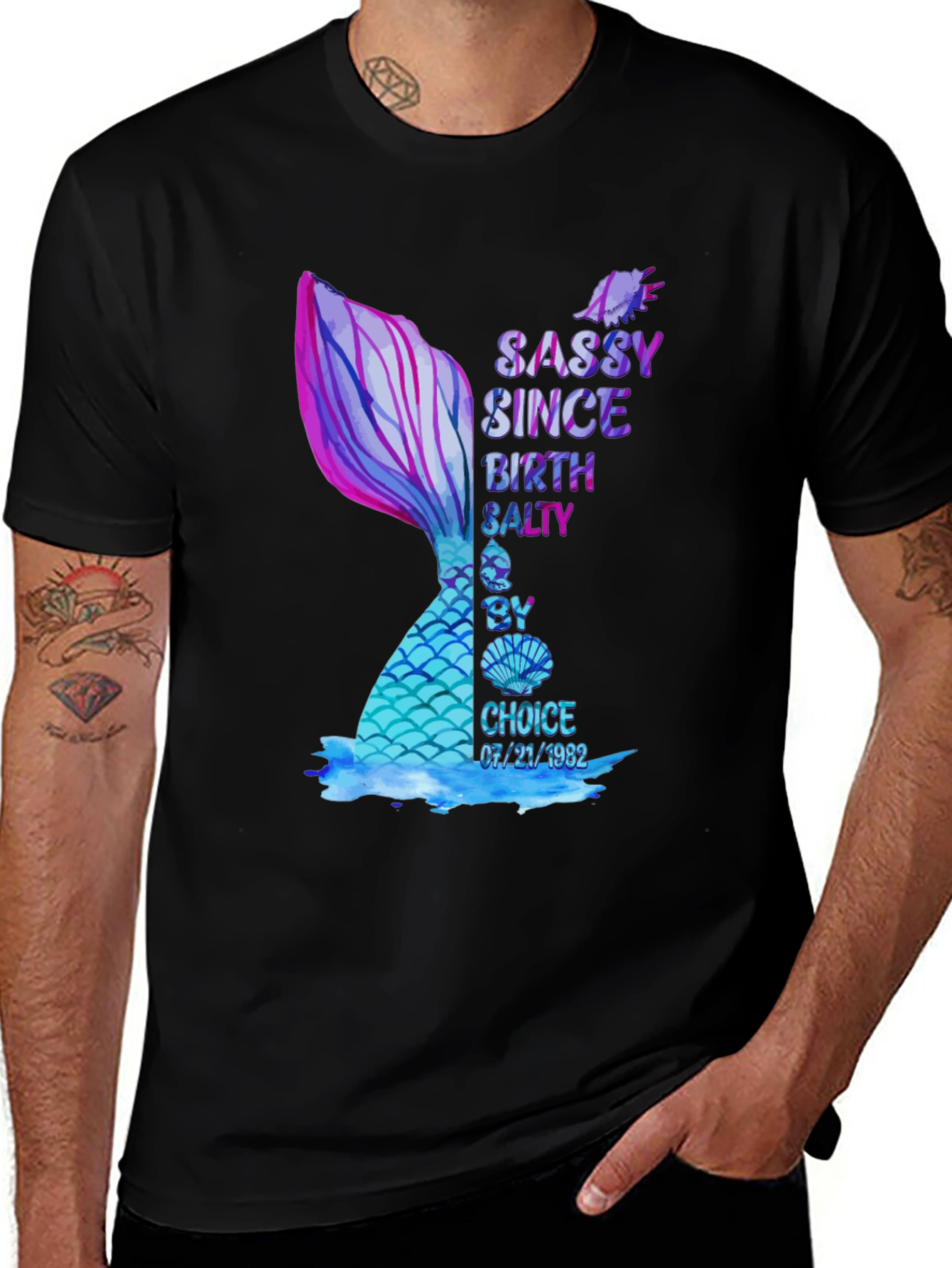 Sassy Mermaid Birthday T-Shirt - 07/21/1982