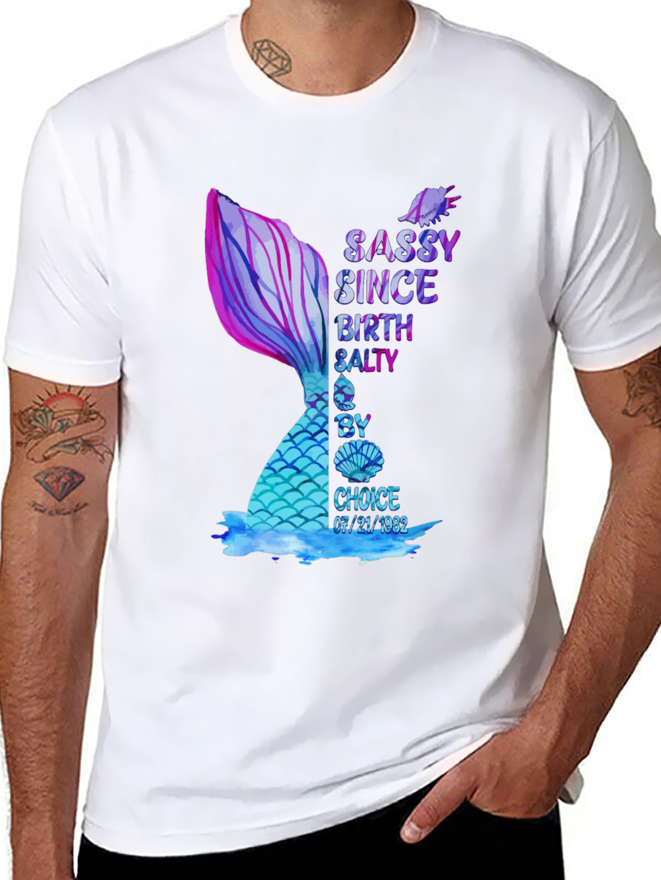 Sassy Mermaid Birthday T-Shirt - 07/21/1982