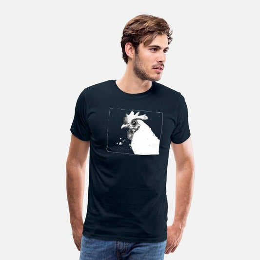 Funny Crazy Chicken | Sketch drawing - white