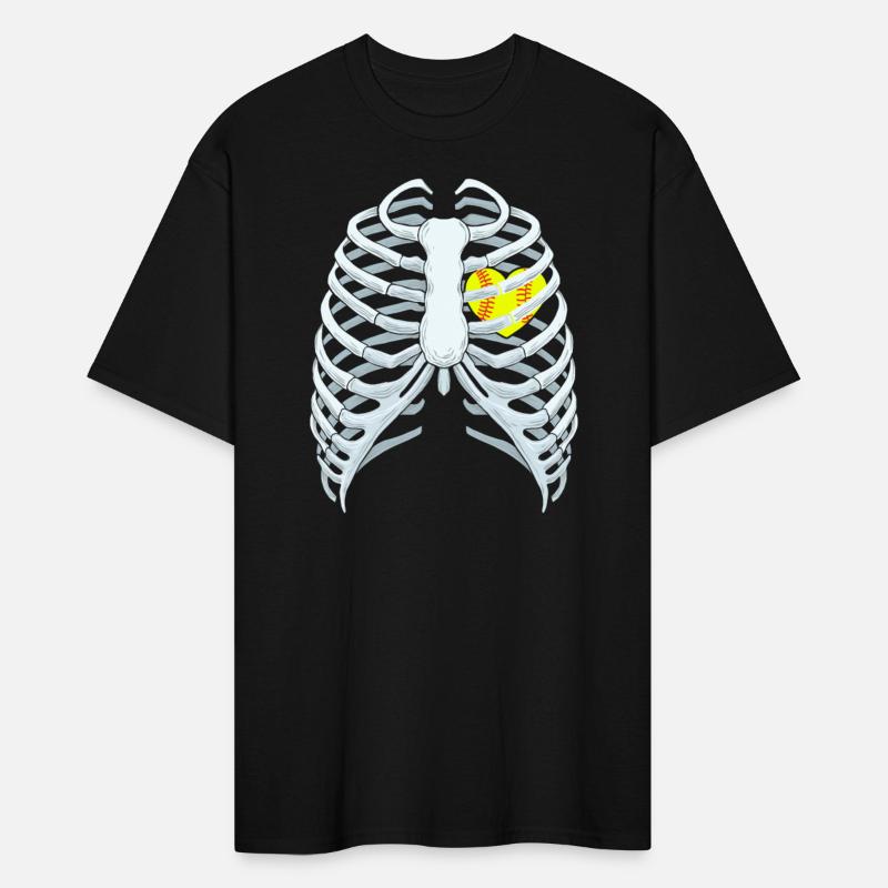 Funny Softbal Heart Skeleton Rib Cage Halloween