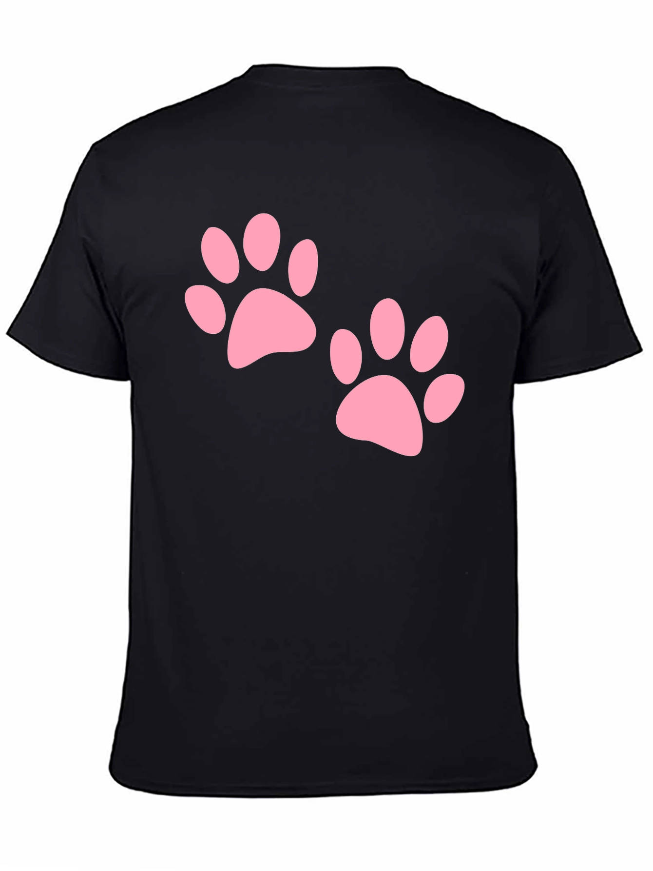 Black Tee with Pink Paw Prints