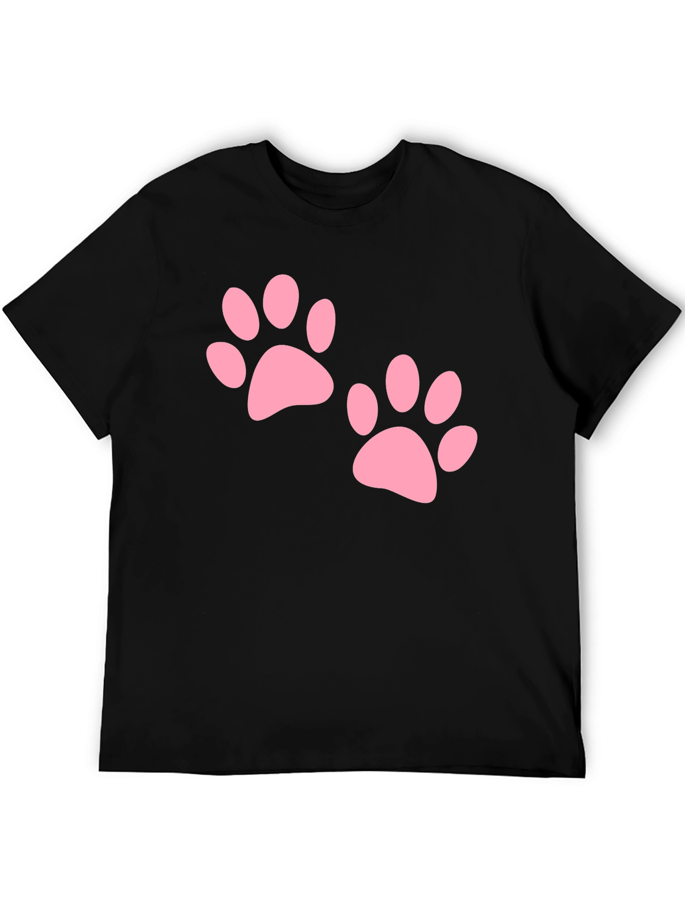 Black Tee with Pink Paw Prints