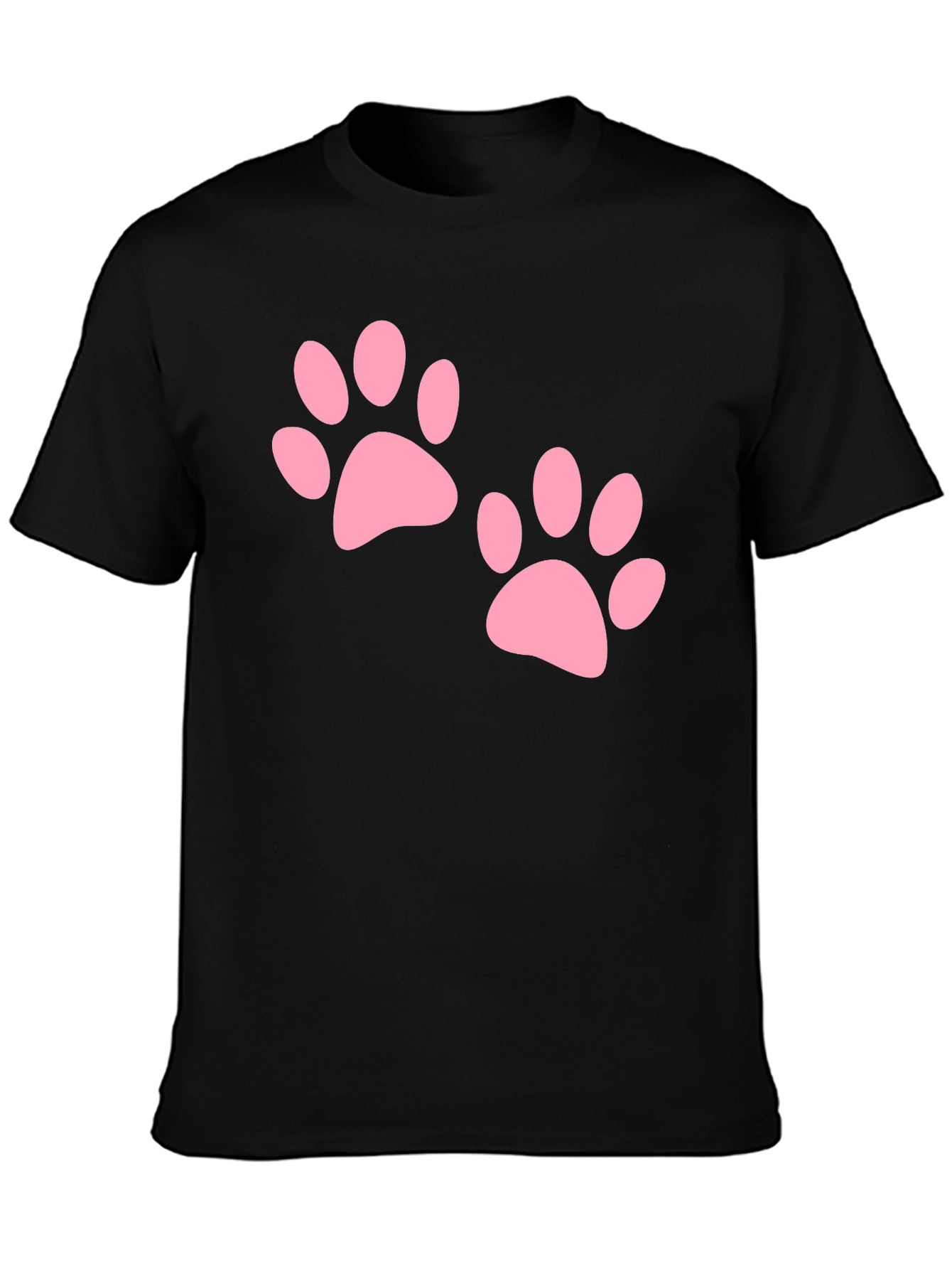 Black Tee with Pink Paw Prints