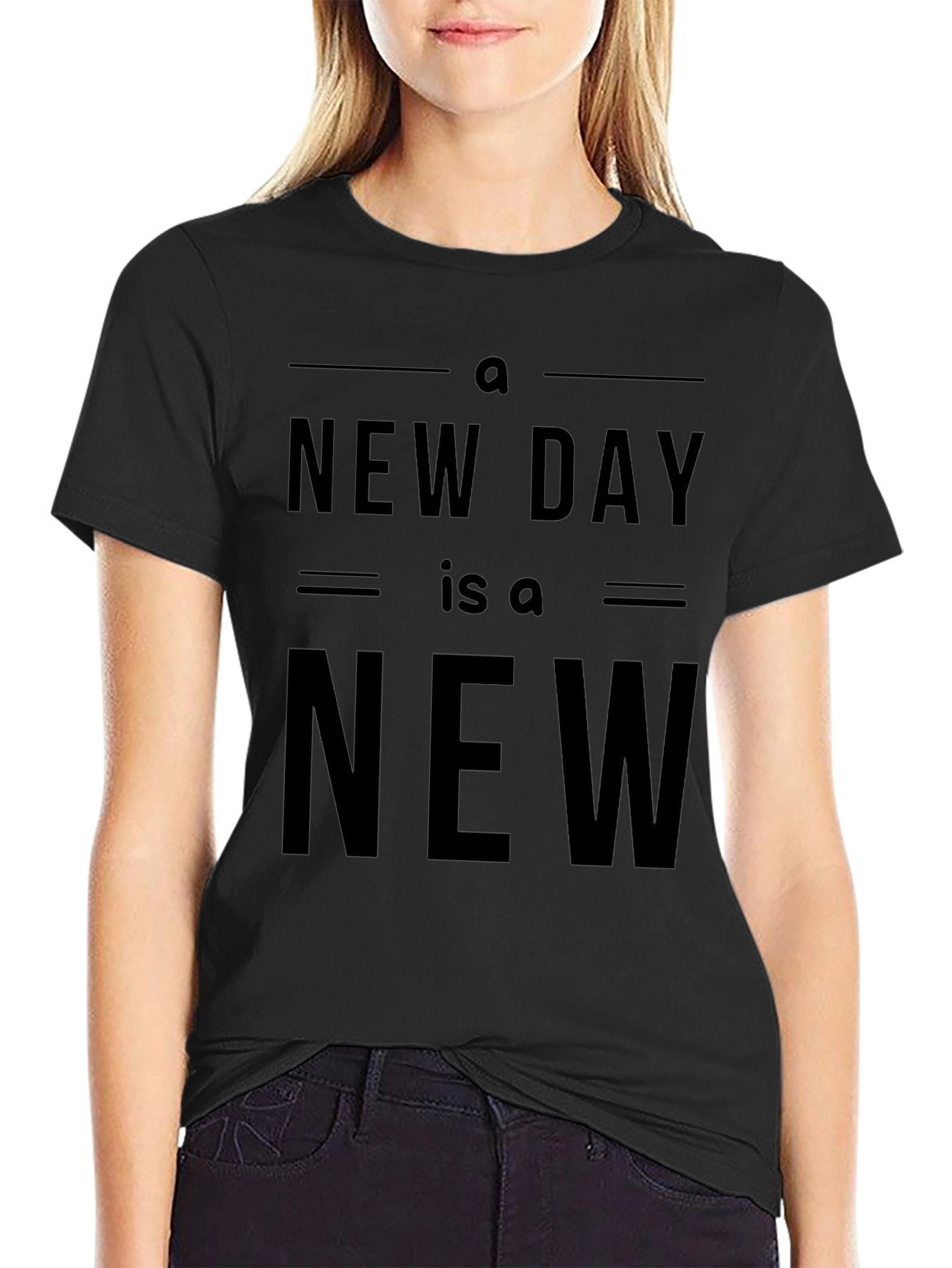 A New Day Black Graphic Tee