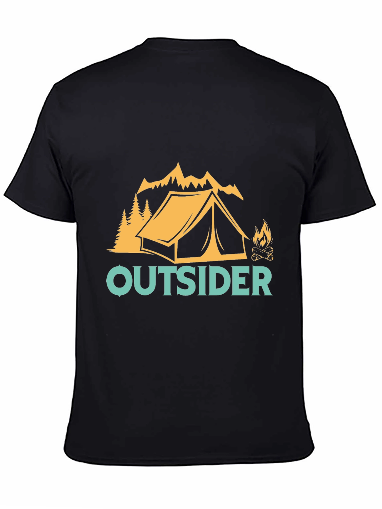 Outsider Camping Graphic Tee - Black Cotton Shirt
