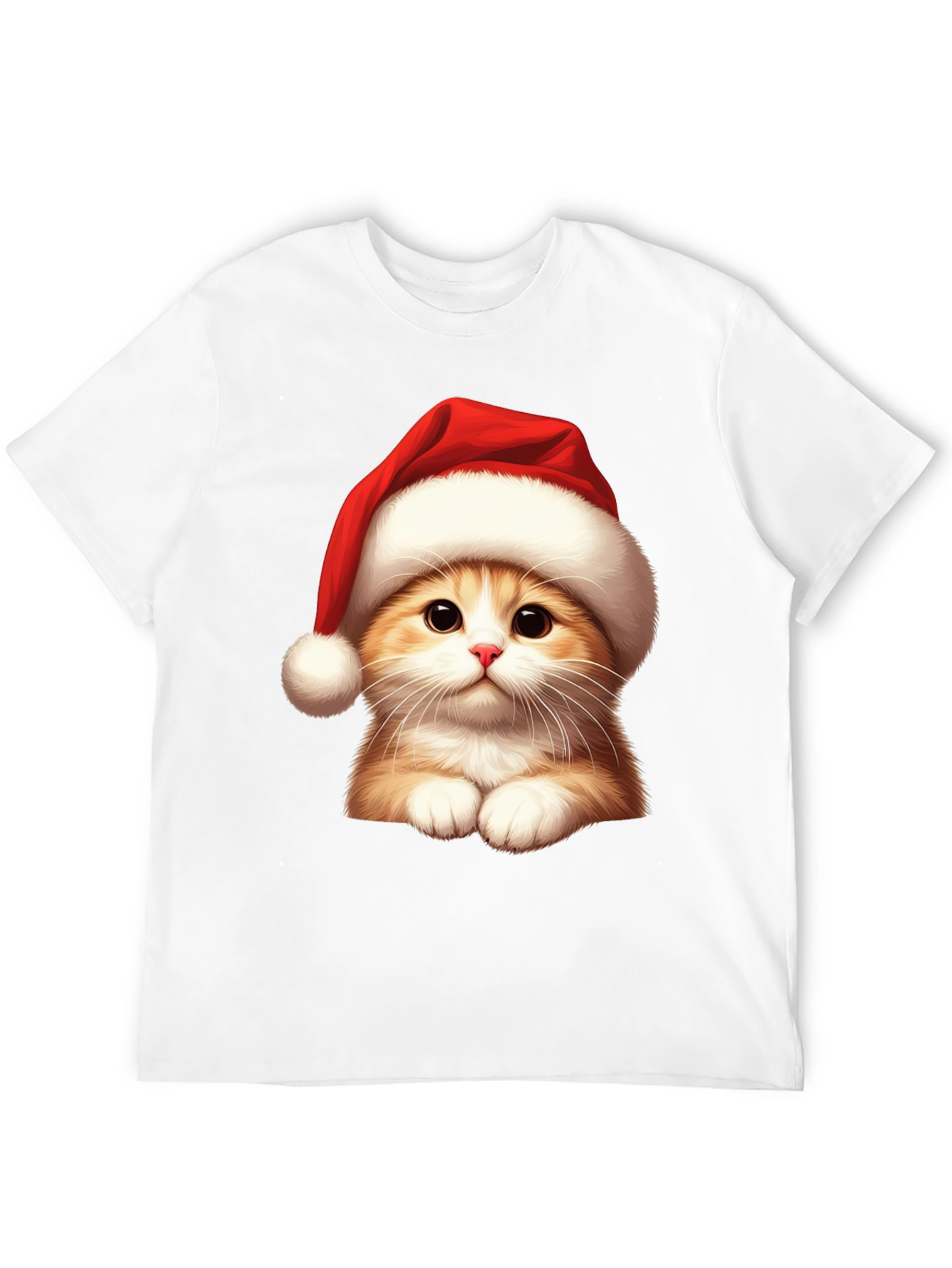 Festive Cat Tee - Santa Hat Holiday Shirt