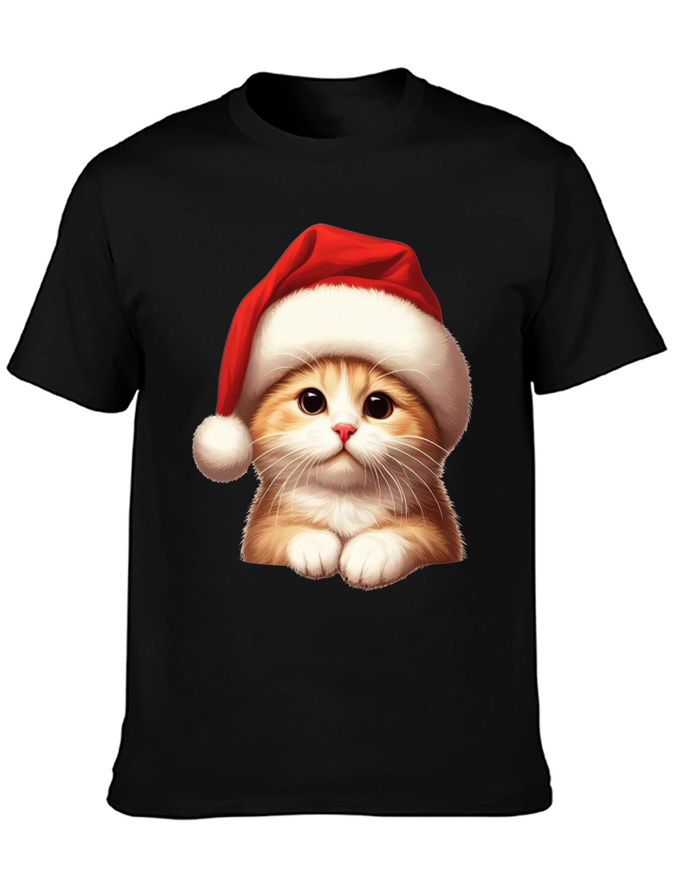 Festive Cat Tee - Santa Hat Holiday Shirt
