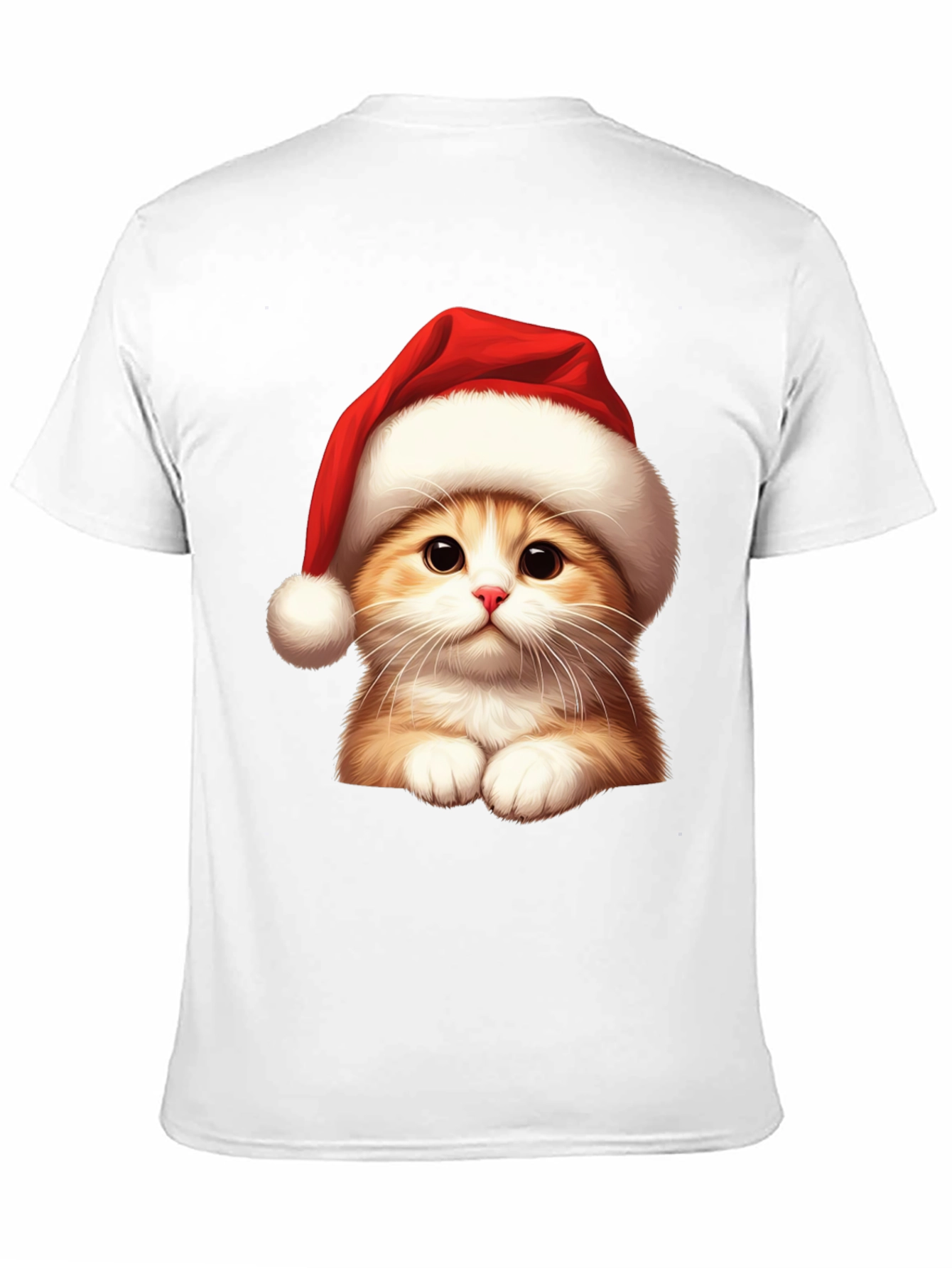 Festive Cat Tee - Santa Hat Holiday Shirt