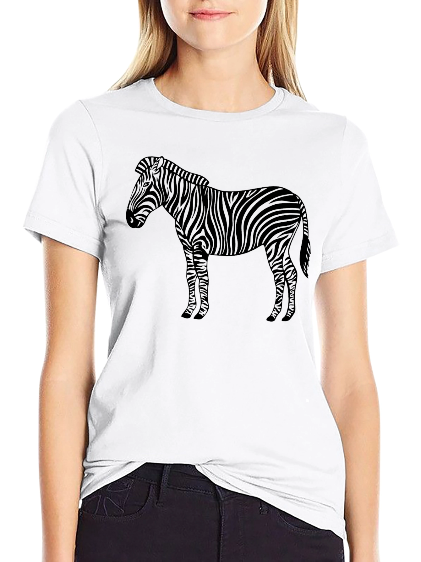 Zebra Print Black T-Shirt - Casual Fashion