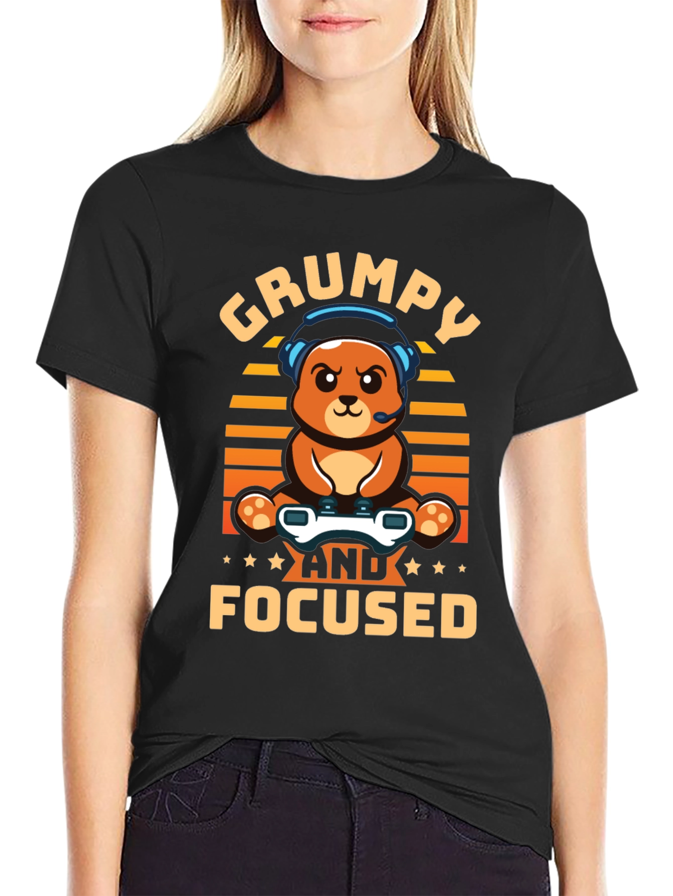 Grumpy Gamer Bear T-Shirt - Funny Gaming Tee