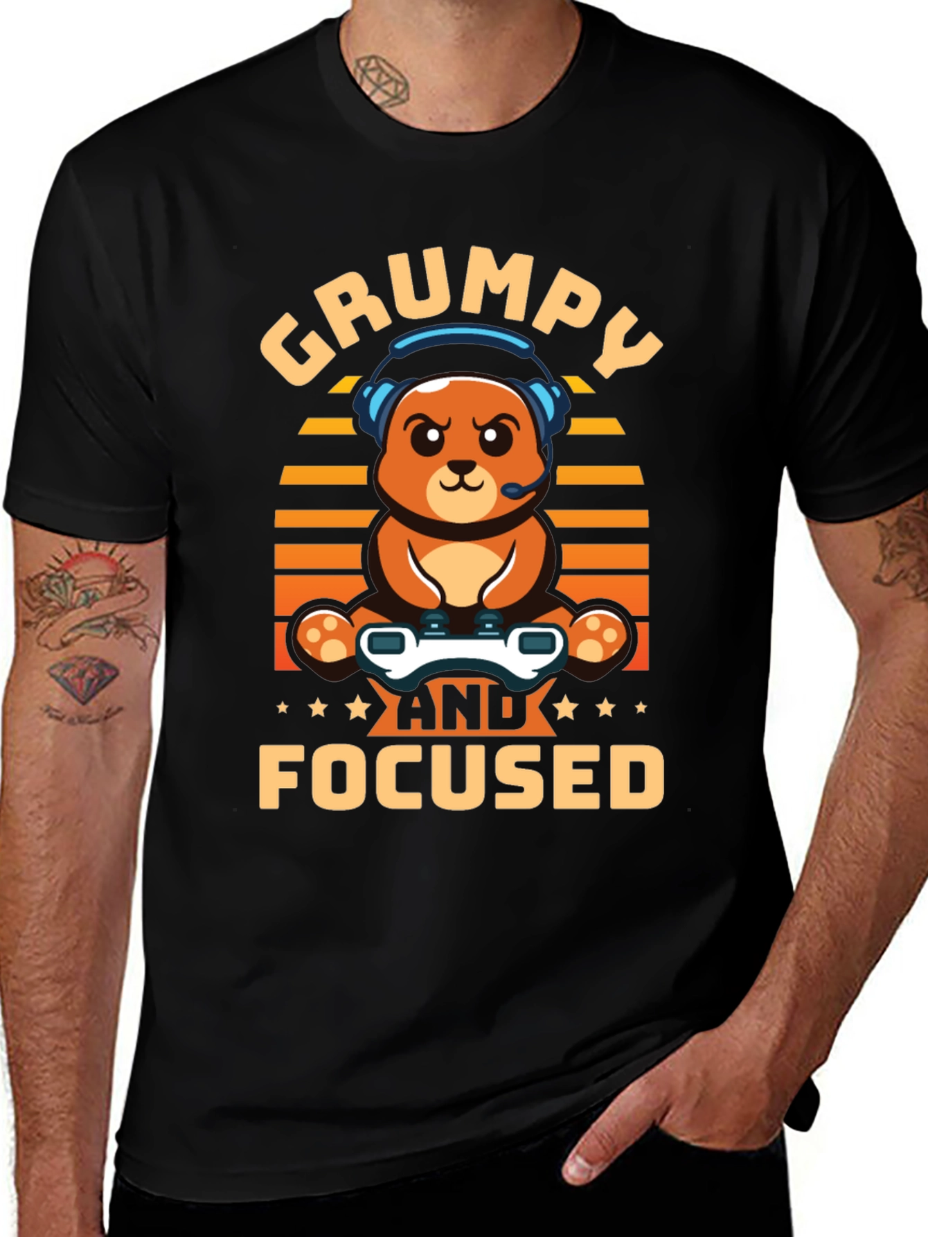 Grumpy Gamer Bear T-Shirt - Funny Gaming Tee