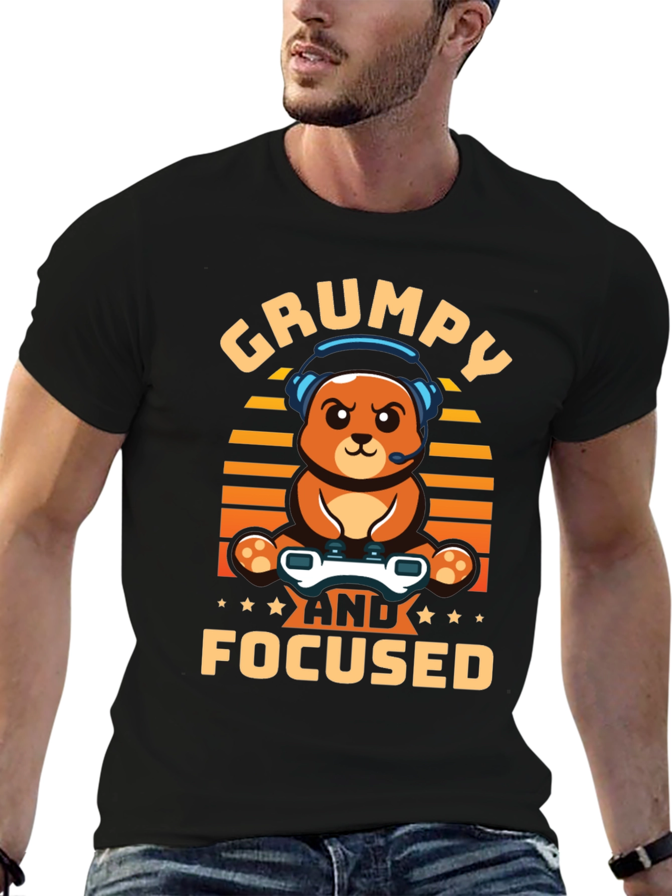 Grumpy Gamer Bear T-Shirt - Funny Gaming Tee