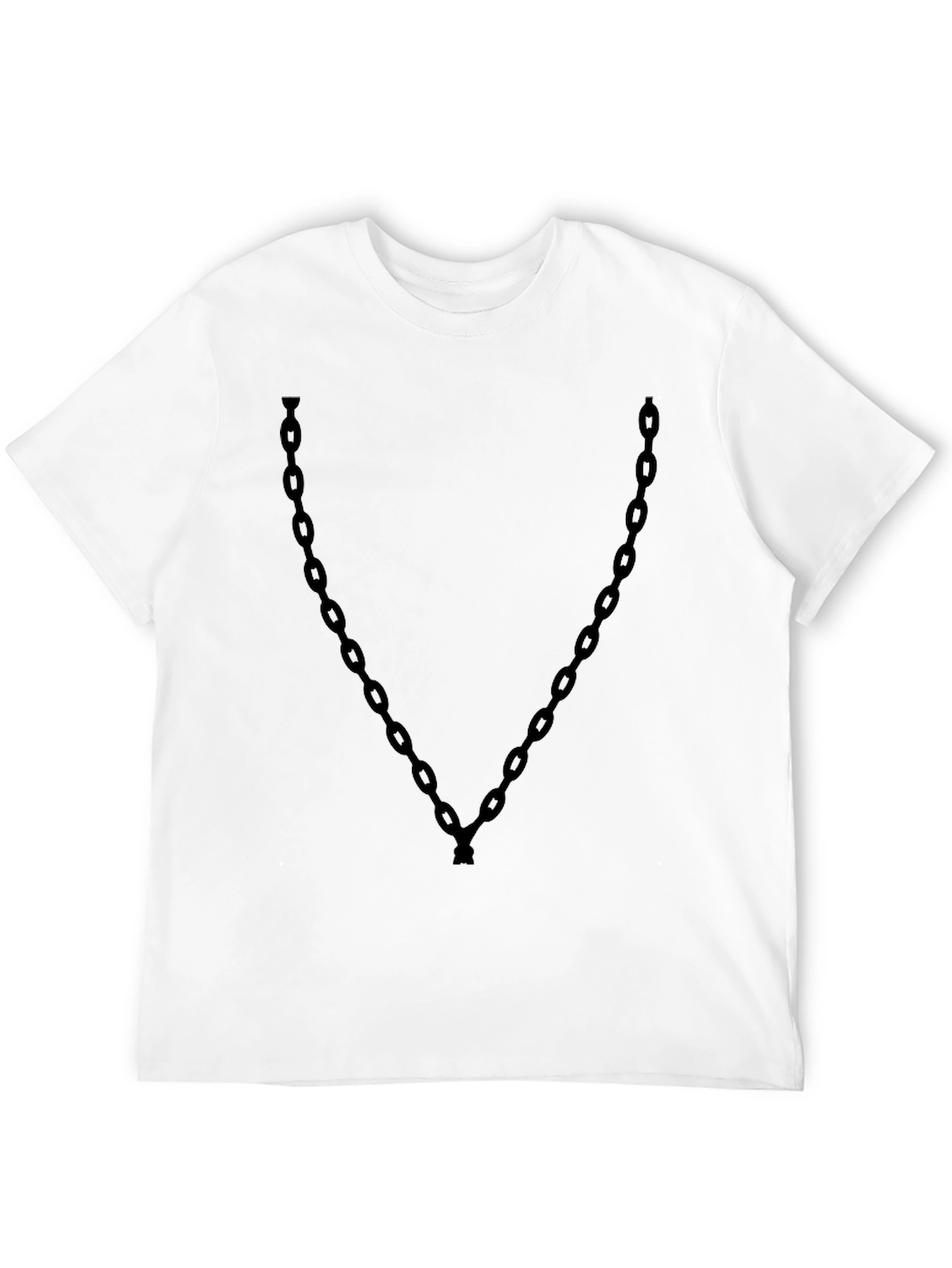 Chain Print Black Crew Neck Tee