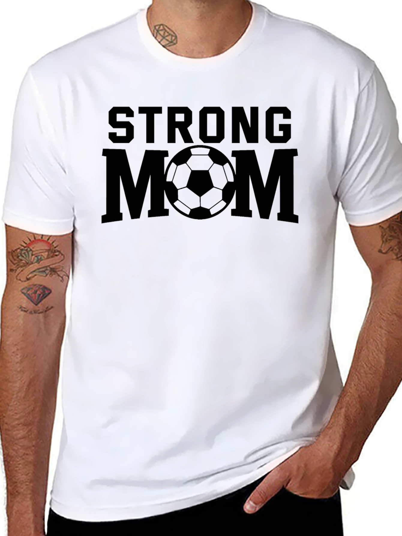 Strong Mom Soccer Ball Graphic T-Shirt