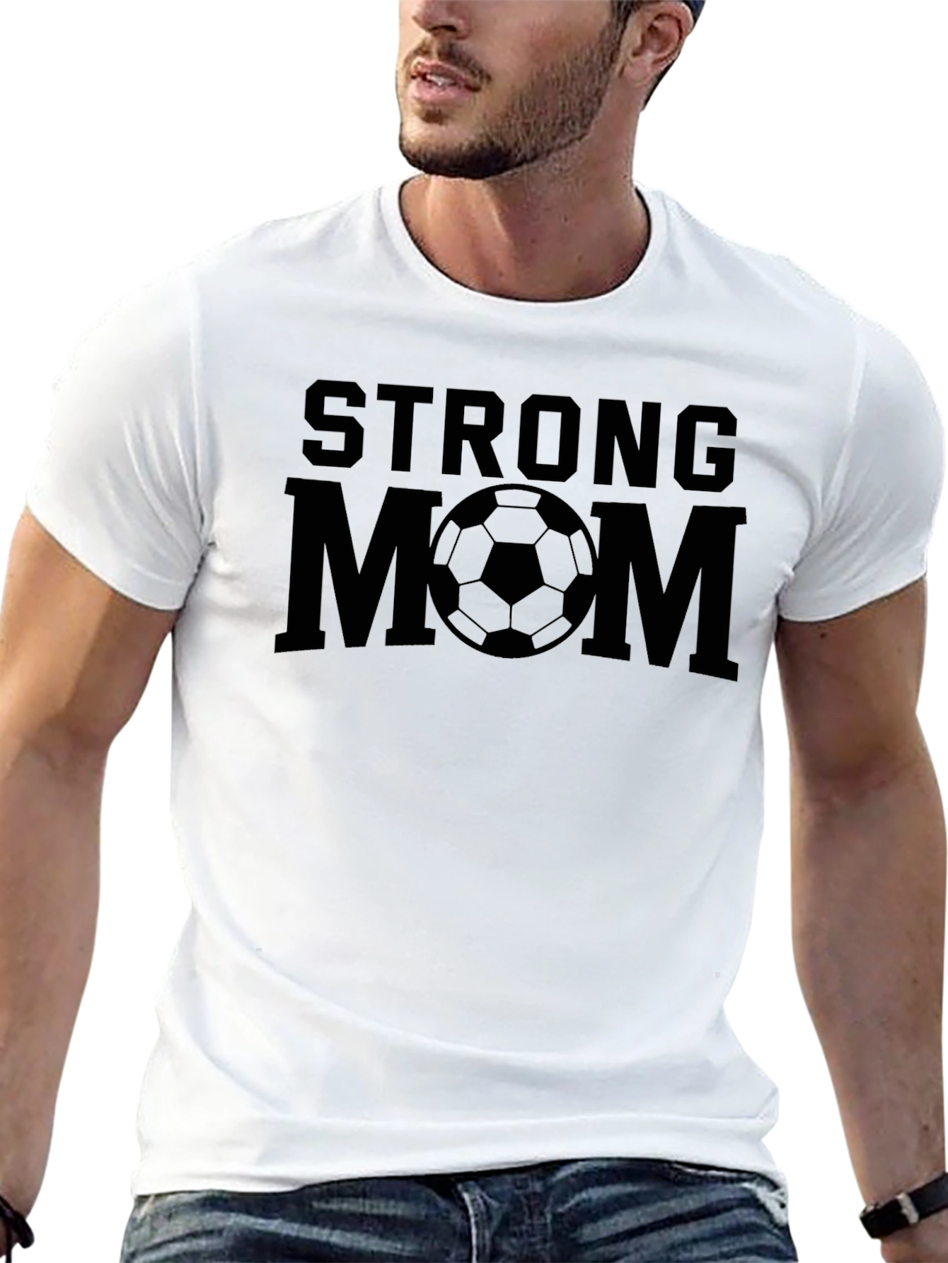 Strong Mom Soccer Ball Graphic T-Shirt