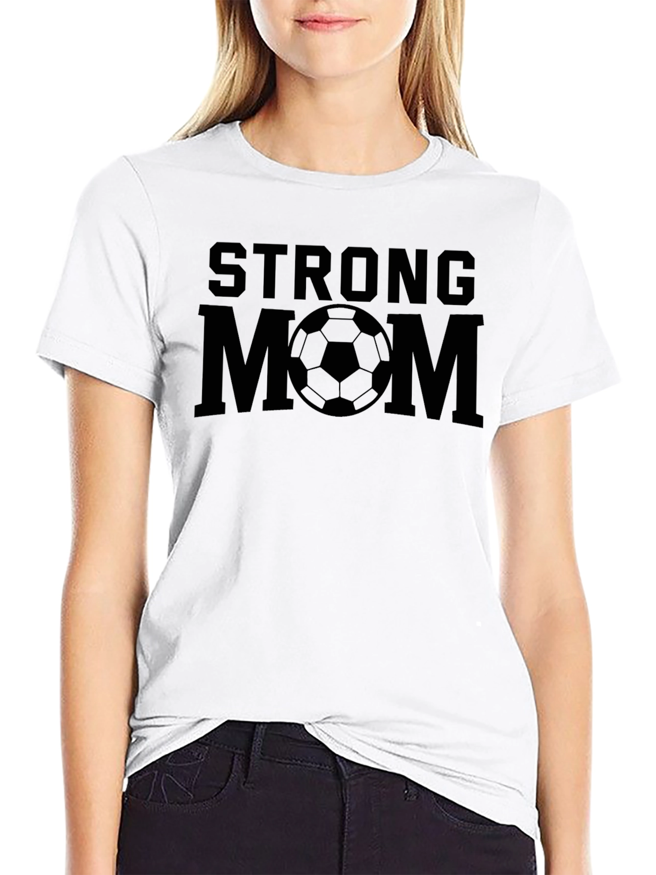 Strong Mom Soccer Ball Graphic T-Shirt