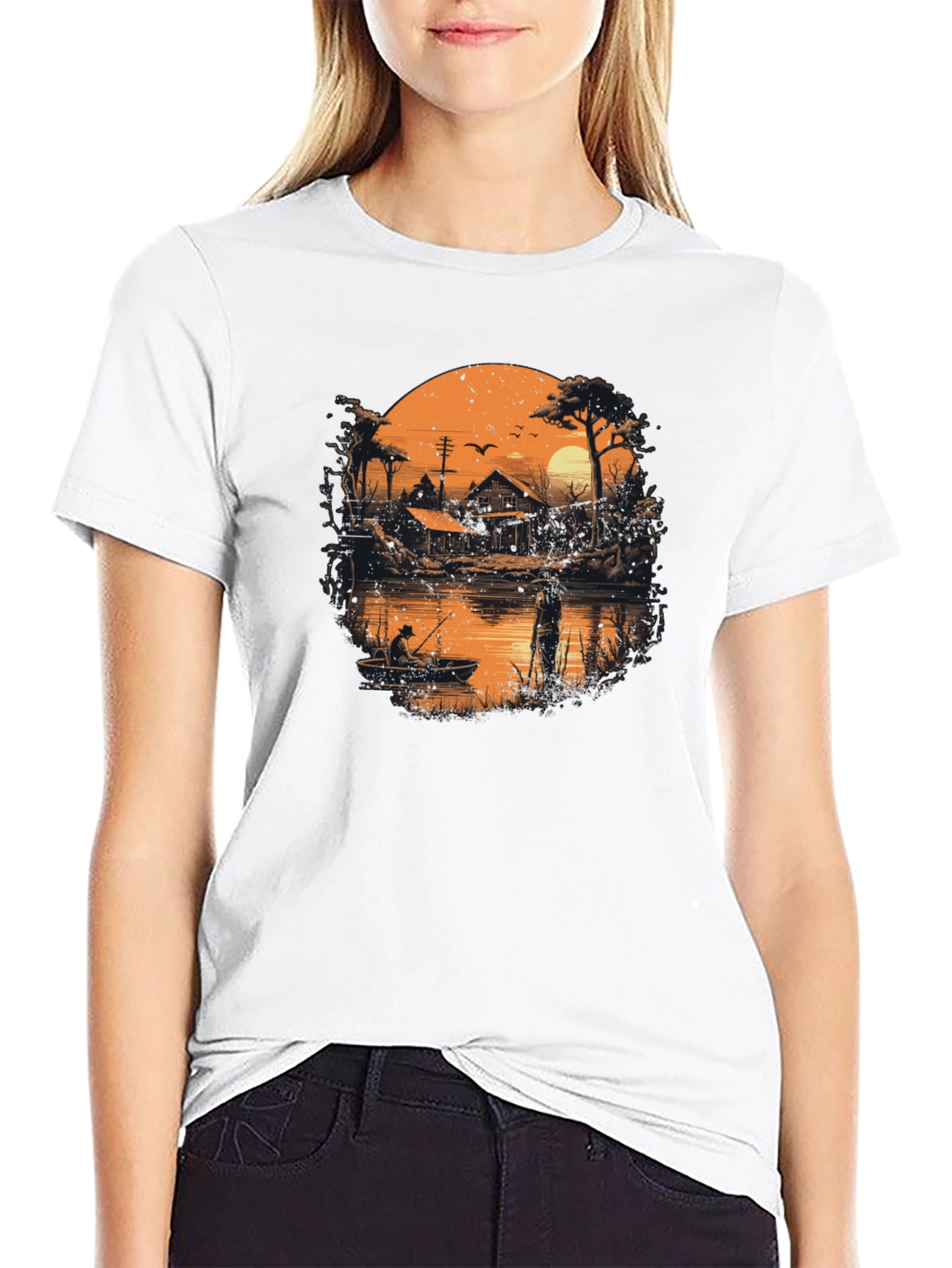 Fishing at Sunset Graphic T-Shirt