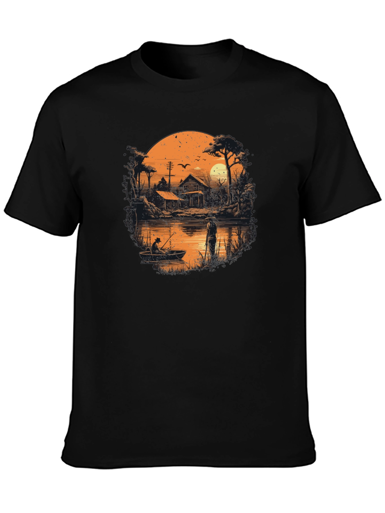 Fishing at Sunset Graphic T-Shirt